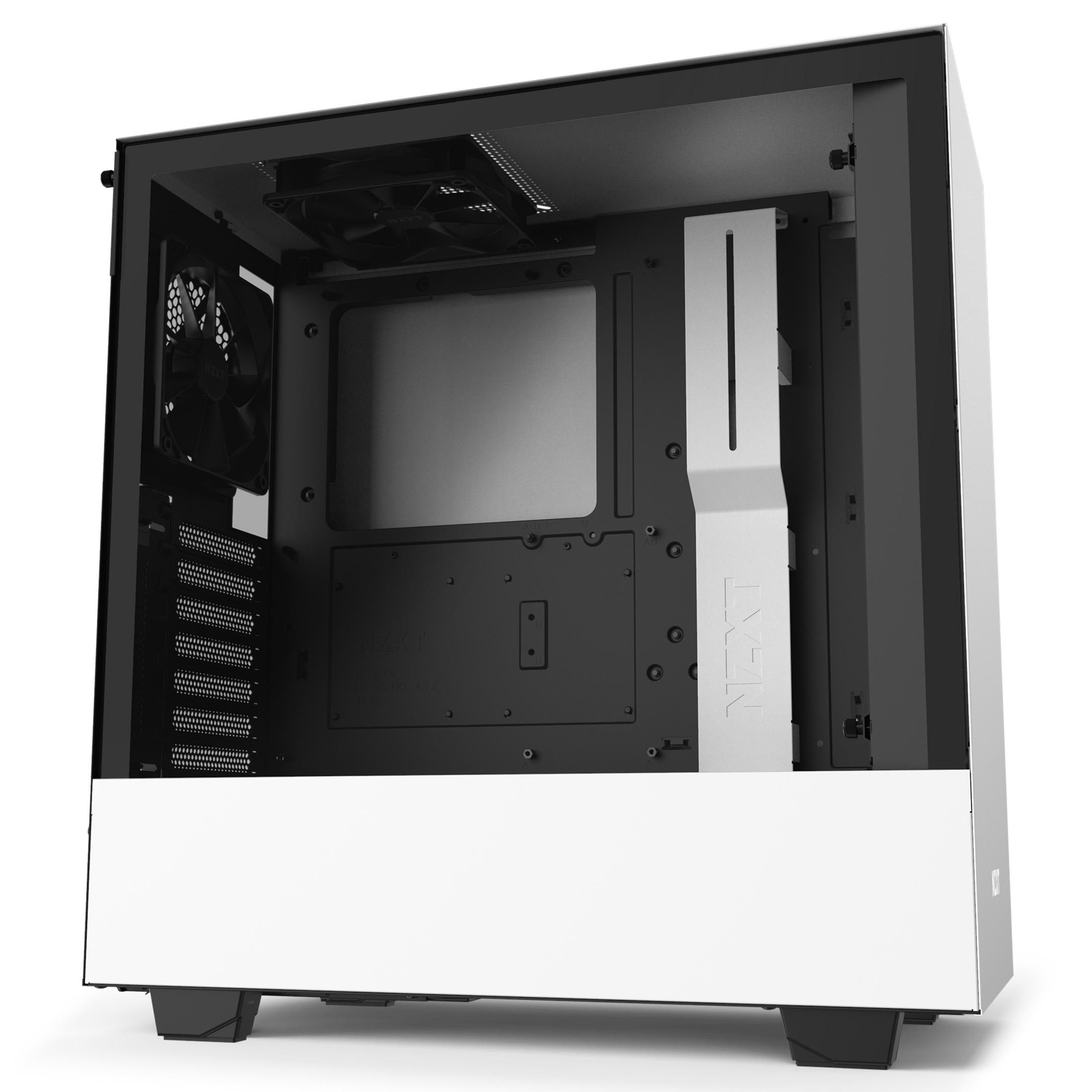 Un case per computer con il pannello laterale rimosso, che mostra i componenti interni.