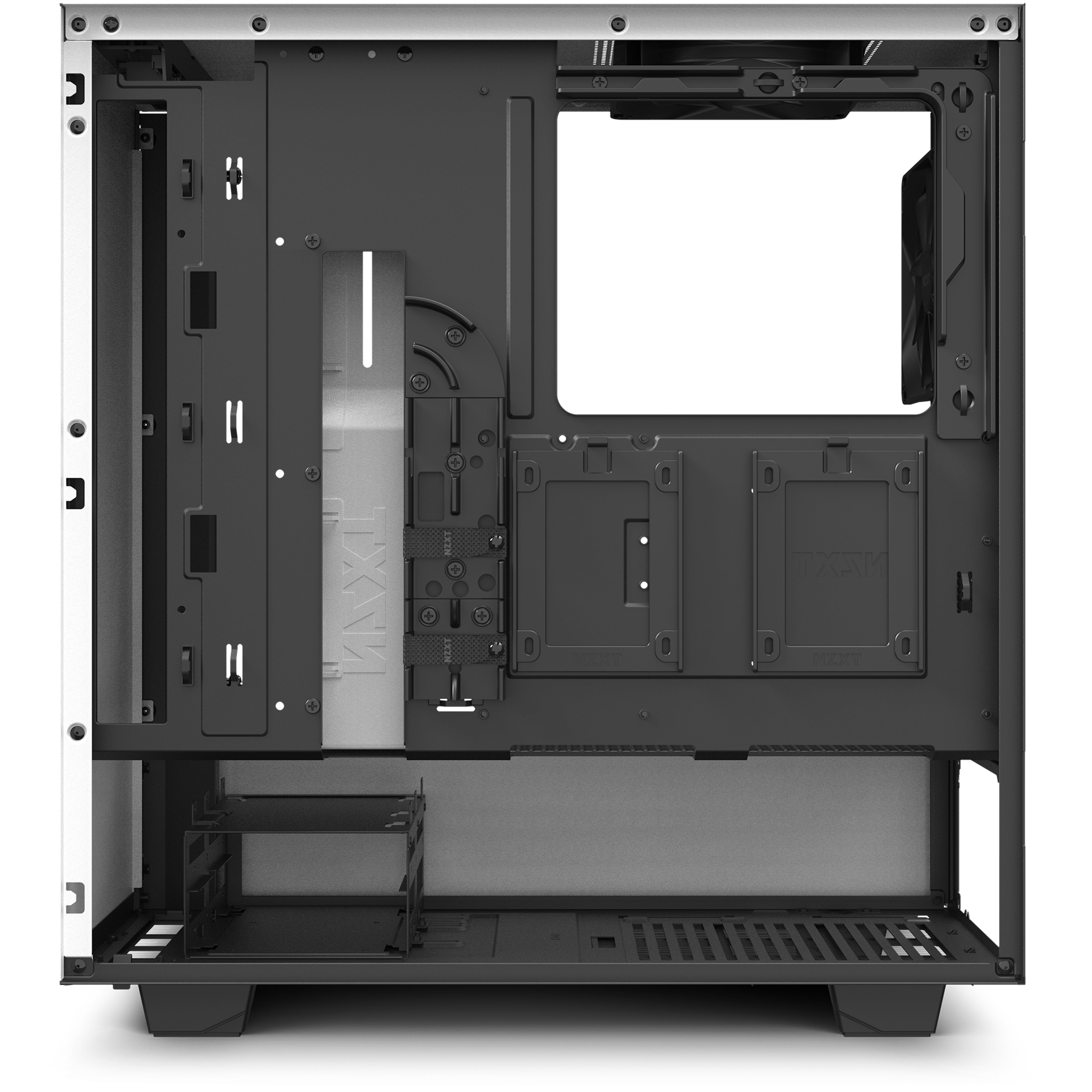 L'interno di un case per computer, che mostra la struttura interna e i componenti.