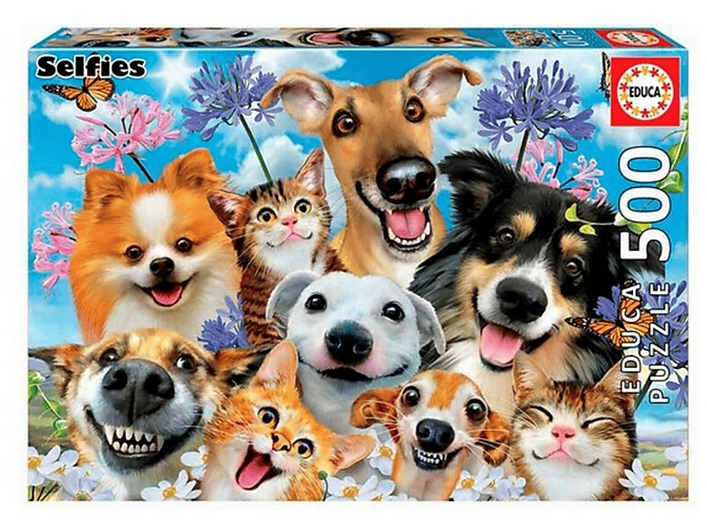 Educa Puzzle 'Welpen-Selfie' – 1000 Teile Für Erwachsene, 68 X 48 Cm, Inkl. Kleber FixPuzzle