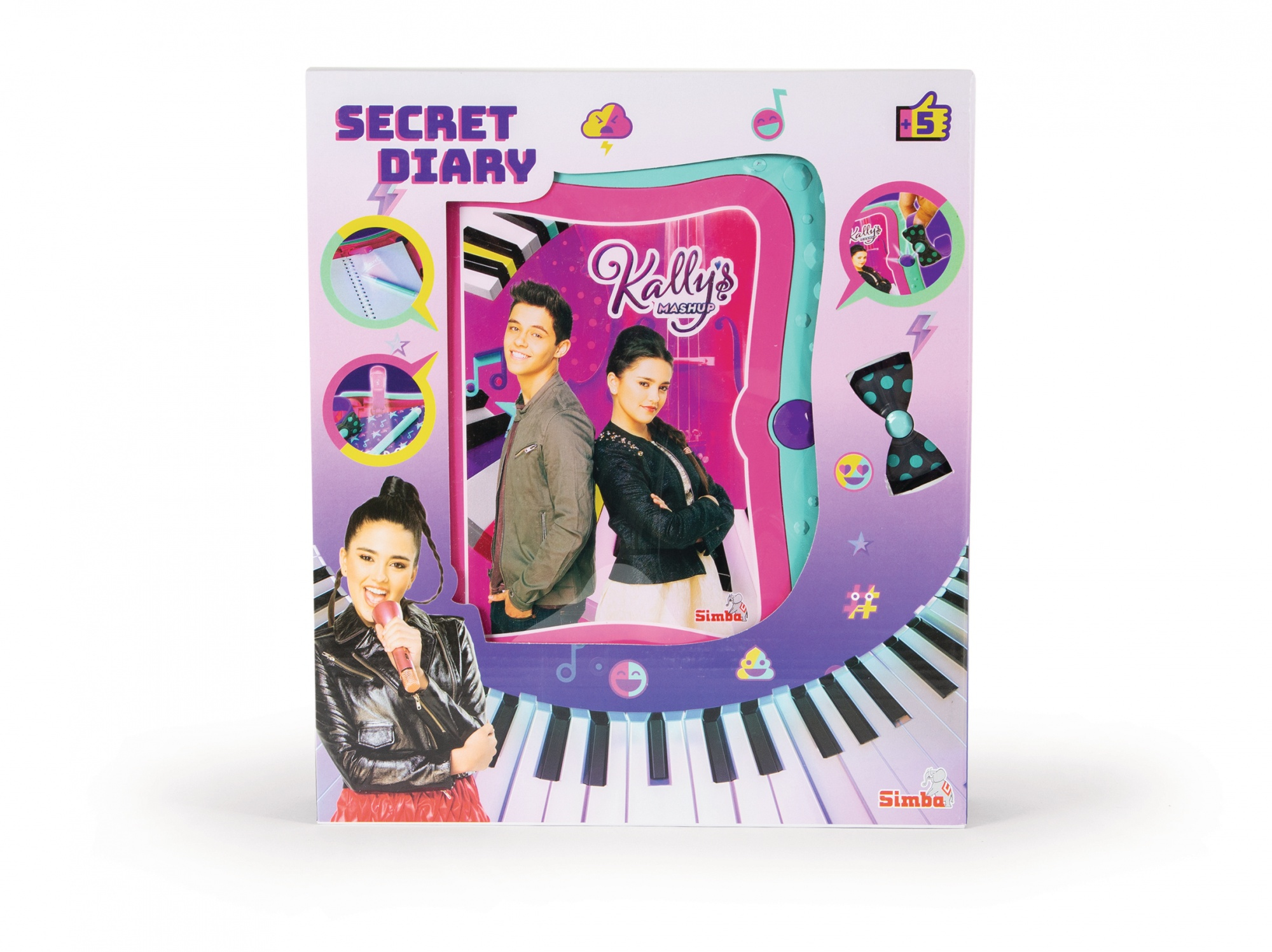 Pudełko na tajny pamiętnik z motywem muzycznym, ze zdjęciami ludzi.