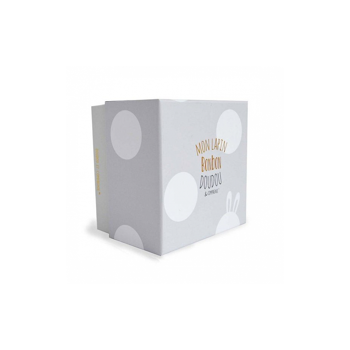 Małe pudełko prezentowe z napisem "MON LAPIN BONBON DOUDOU".