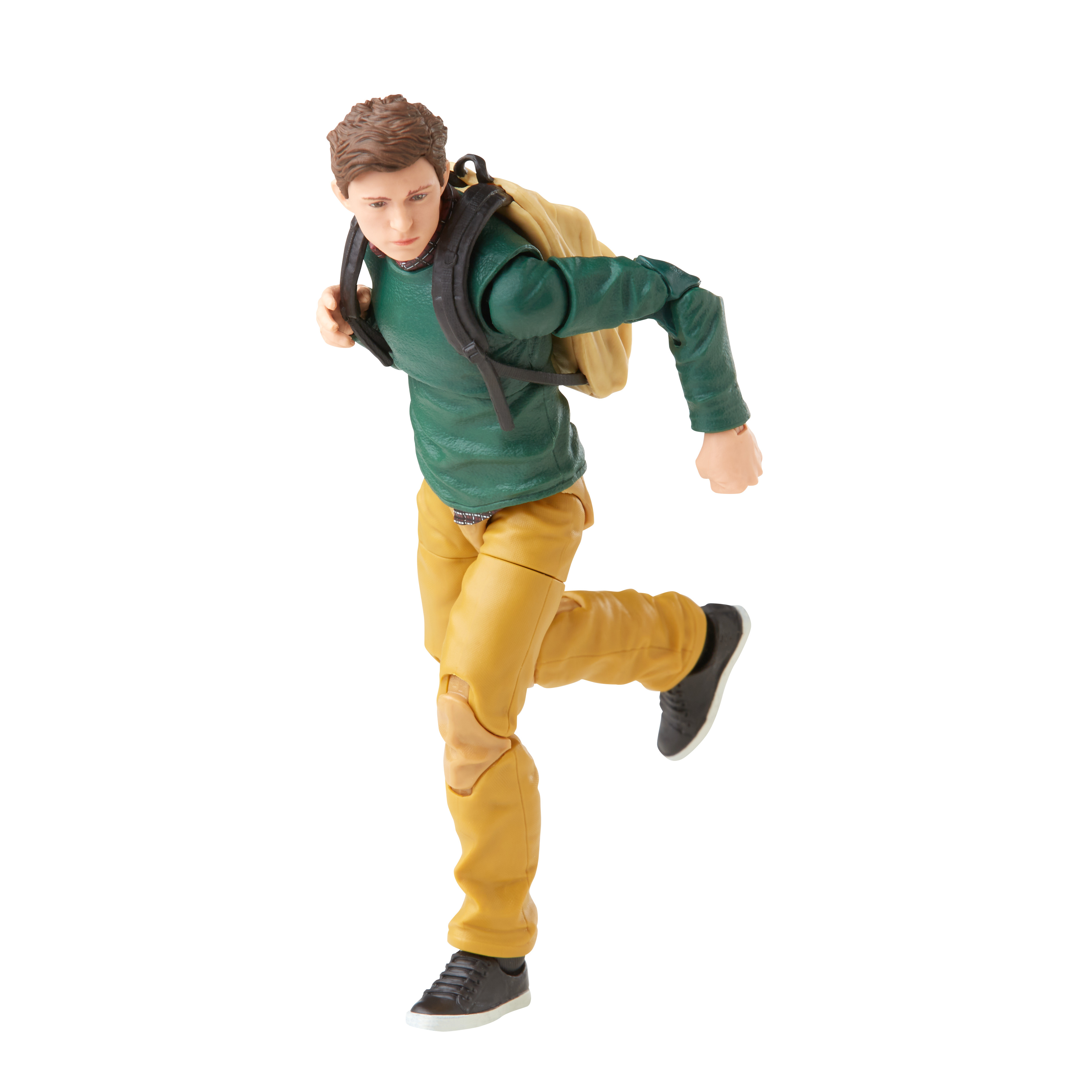 Figura de un niño corriendo con camisa verde, pantalón amarillo y mochila.