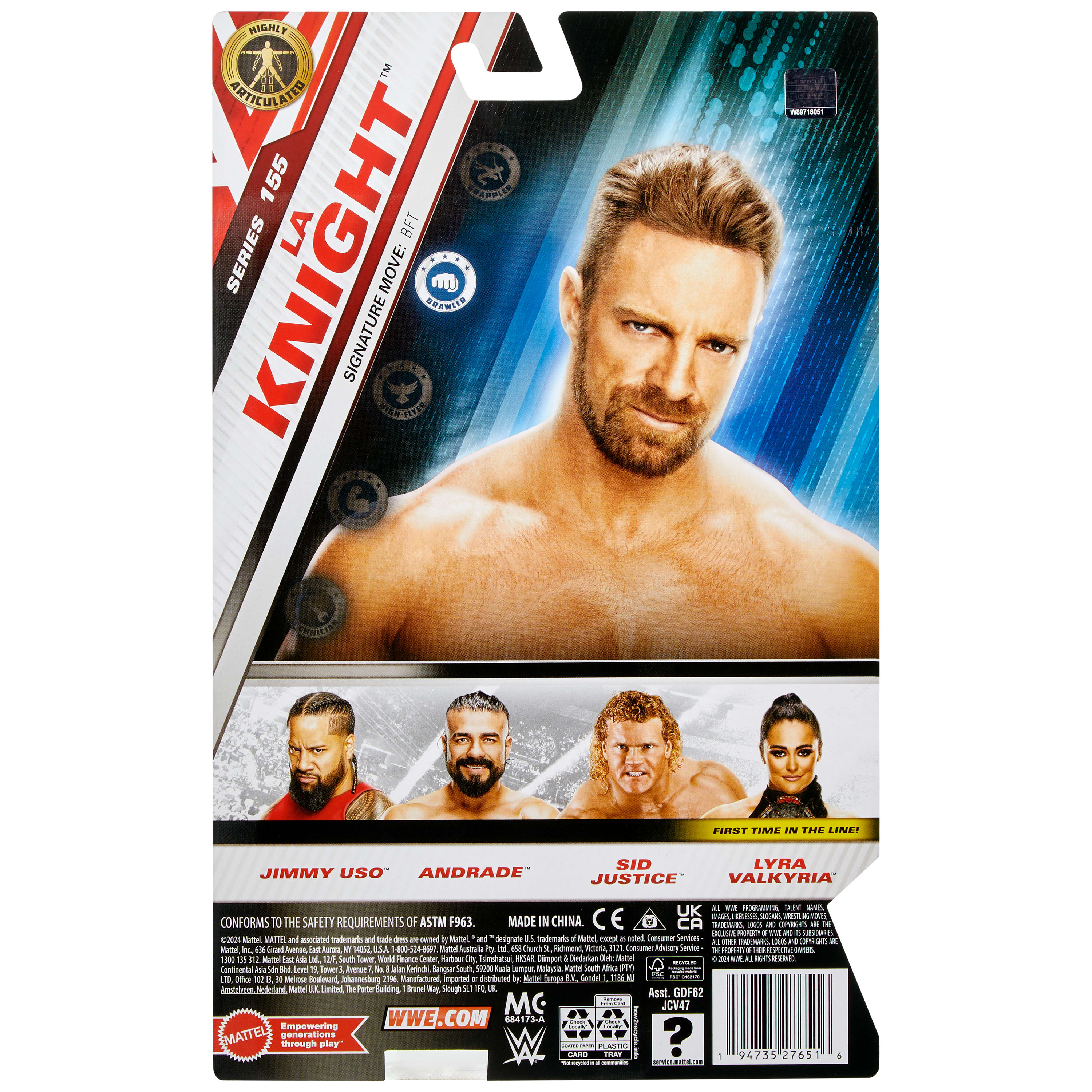 Rückseite einer Sammelkarte mit Informationen über Wrestler.