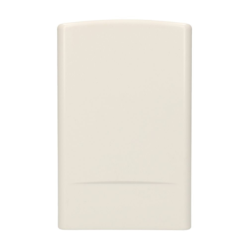 Kremowa prostokątna plastikowa pokrywa, prosty design, białe tło.