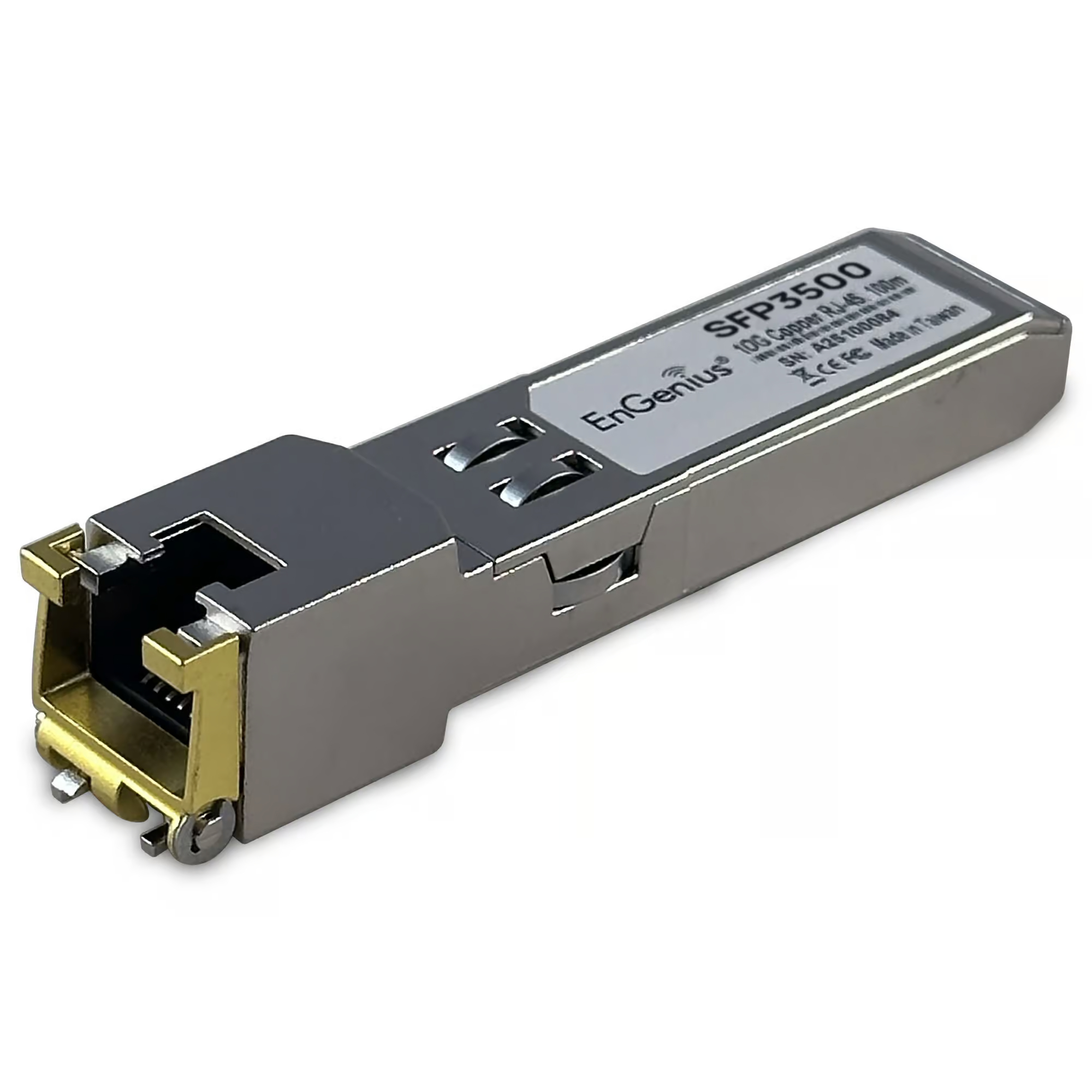 Transceiver EnGenius SFP3500. Jest srebrny i czarny.