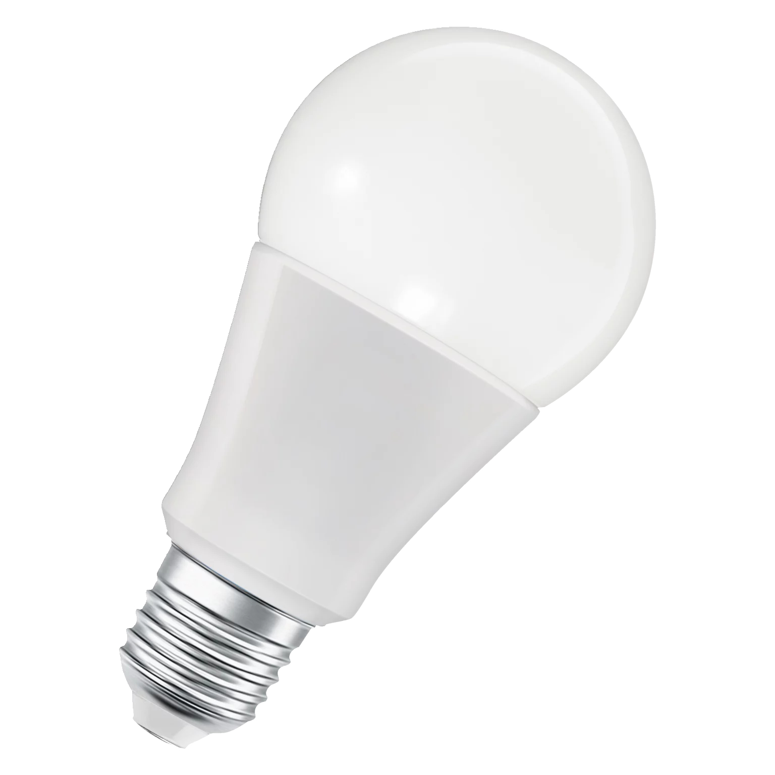 Biała żarówka pod kątem na białym tle.