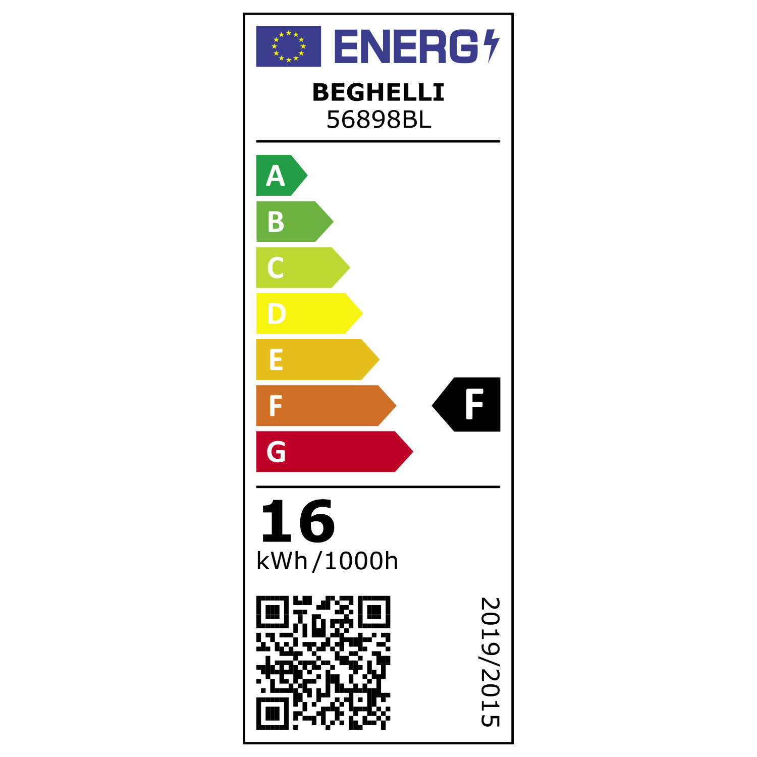 Etichetta energetica per un elettrodomestico, la valutazione è F.