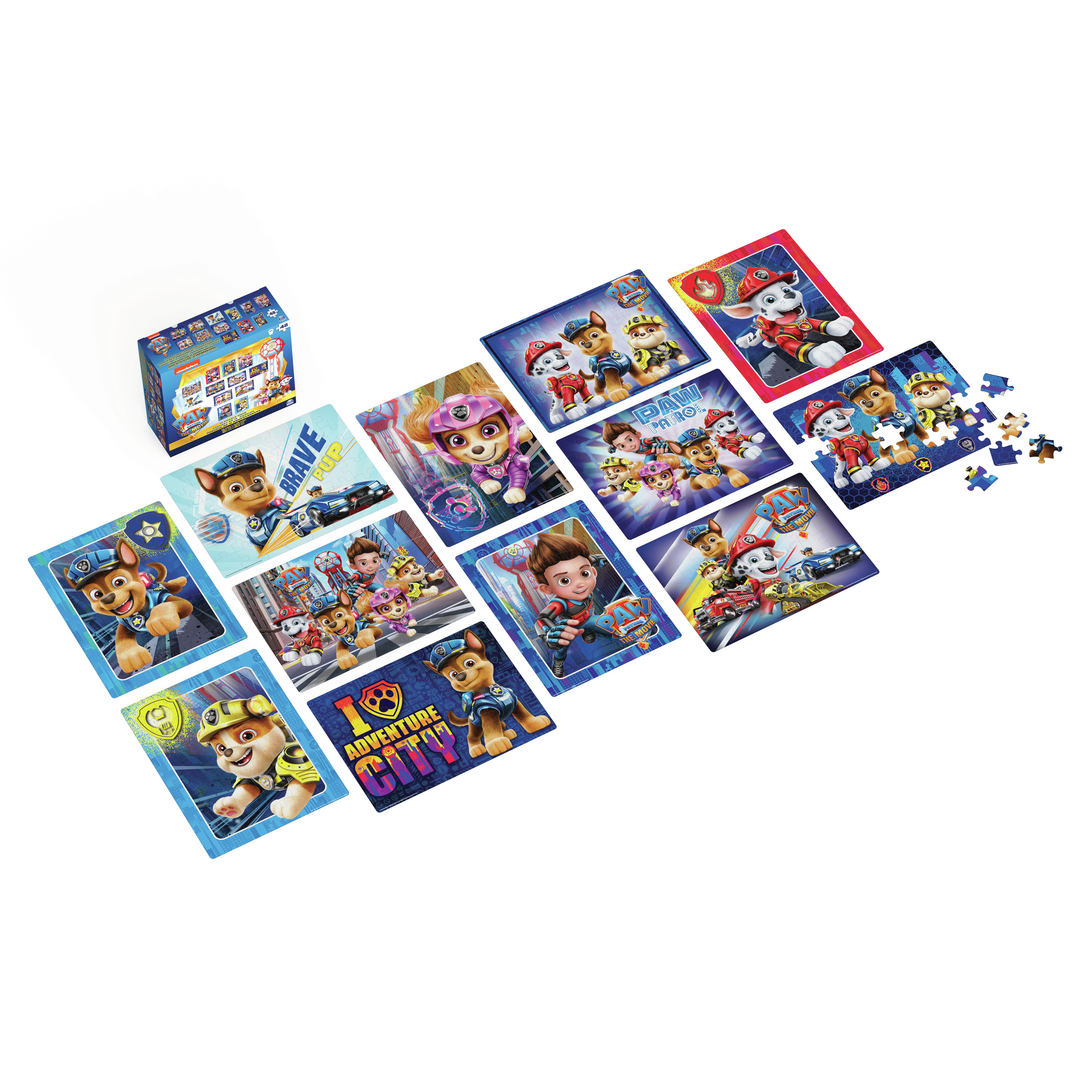 Zestaw puzzli Paw Patrol z kartami i puzzlami. Z postaciami z kreskówek na kartach.