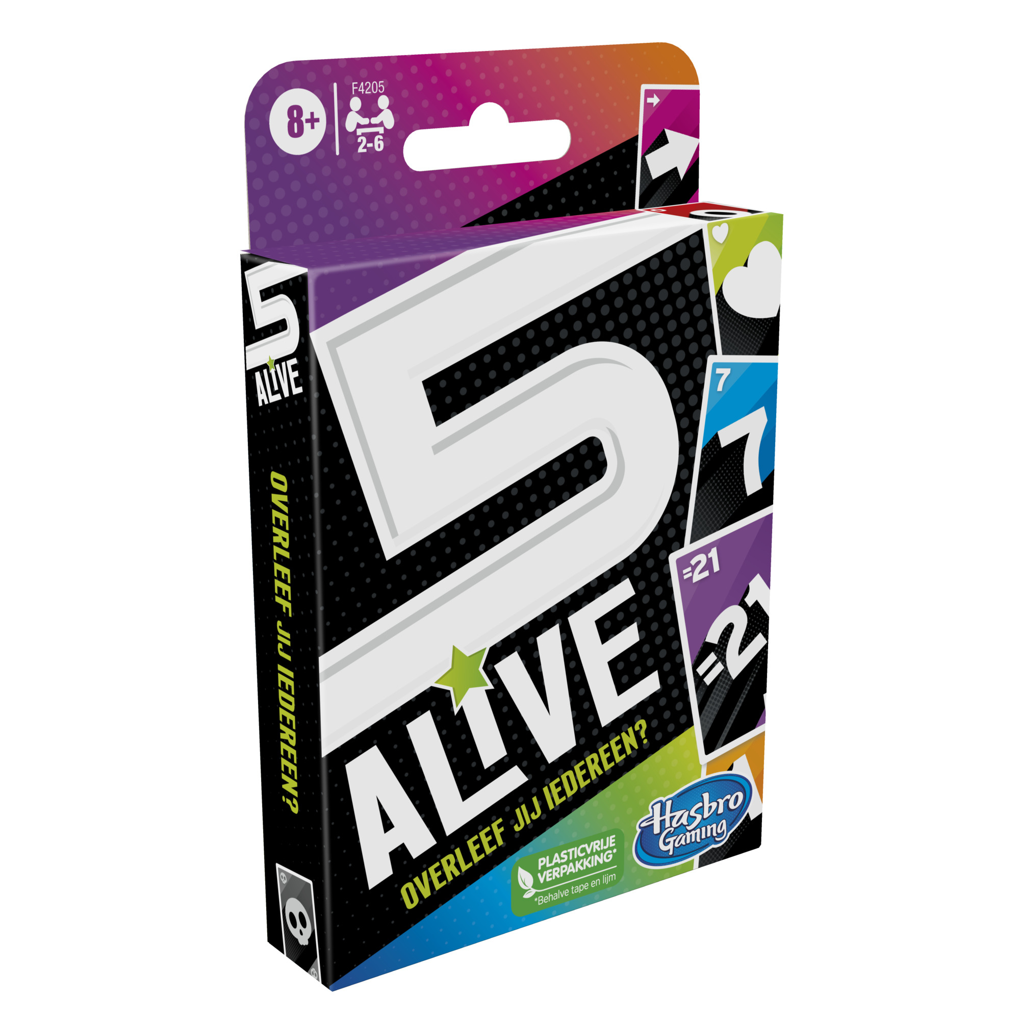 Scatola del gioco di carte 5 Alive, con il numero 5 e la parola Alive.
