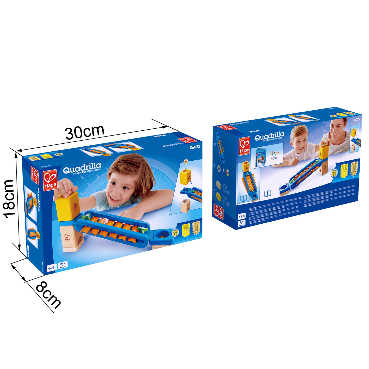 Dwa pudełka przedstawiające zestaw do budowy zabawek o wymiarach 30x18x8cm.