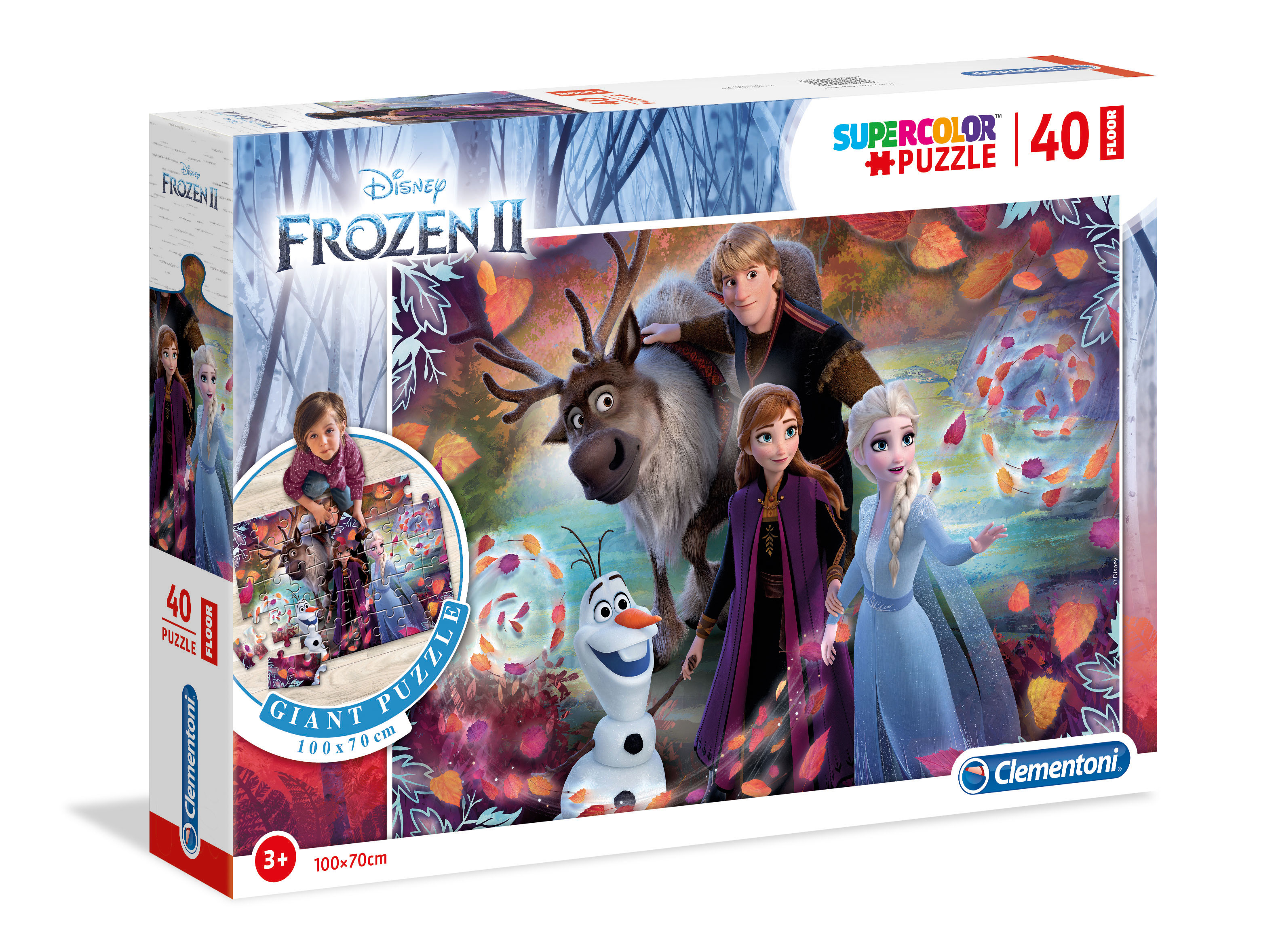 Frozen II puzzeldoos met personages uit de film en een voltooid puzzelstuk.