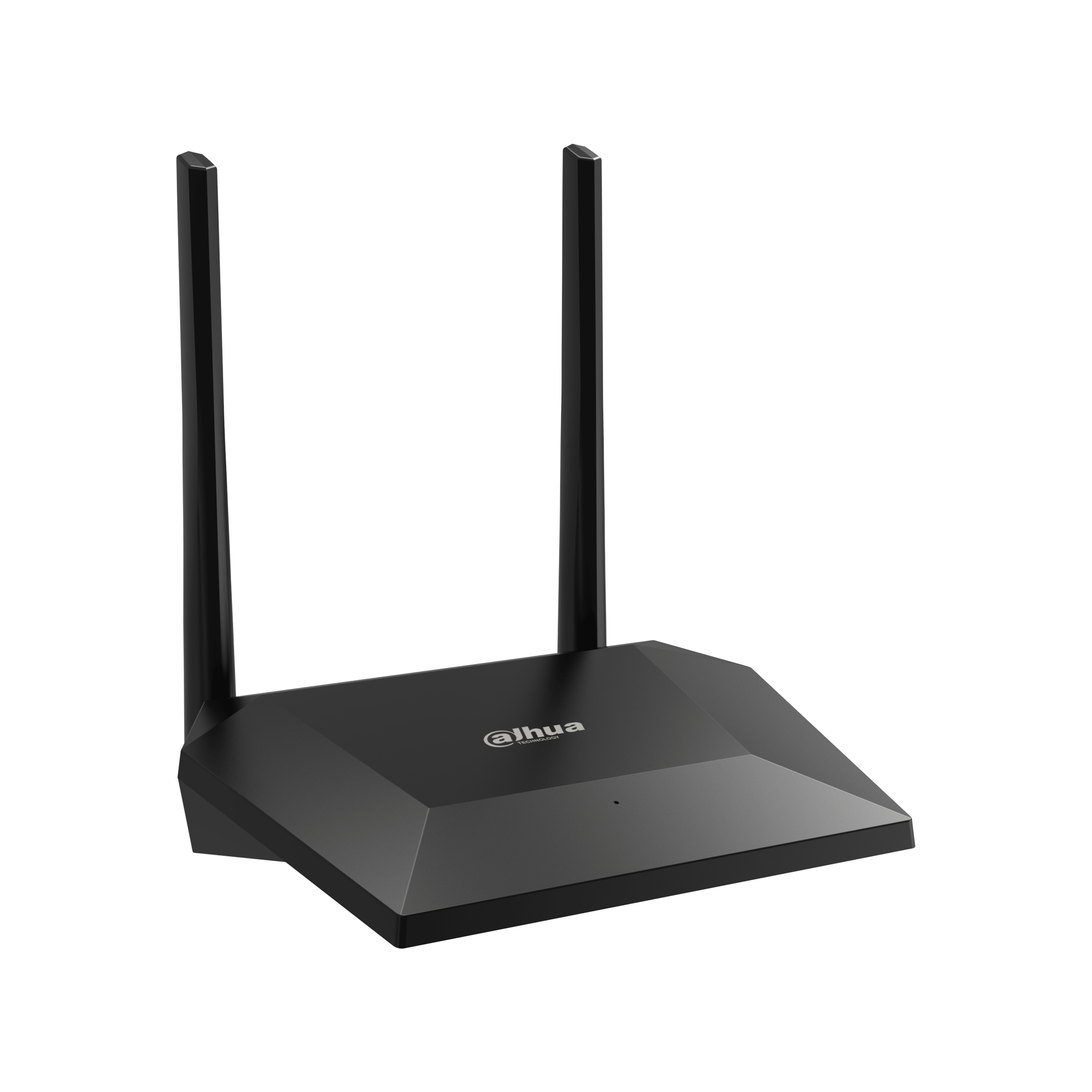 Router nero con due antenne. Sul router è scritto 'dahua'.