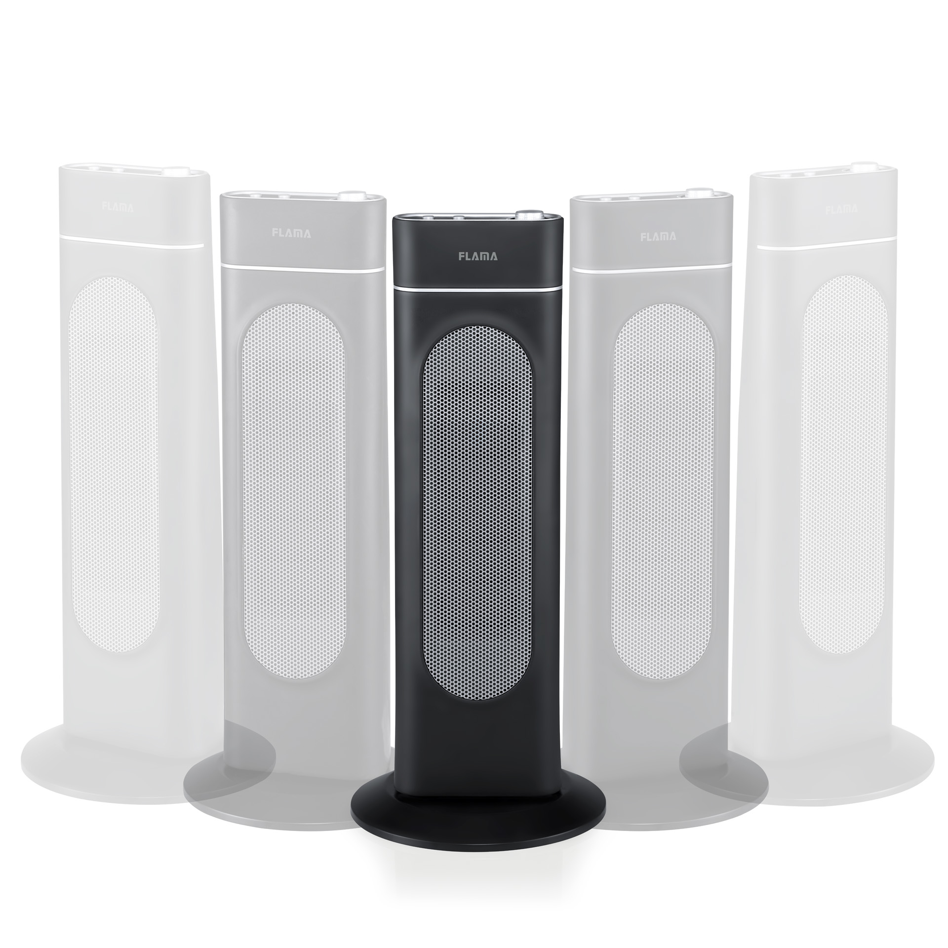 Termosifone bianco e nero, con quattro termosifoni fantasma sullo sfondo.