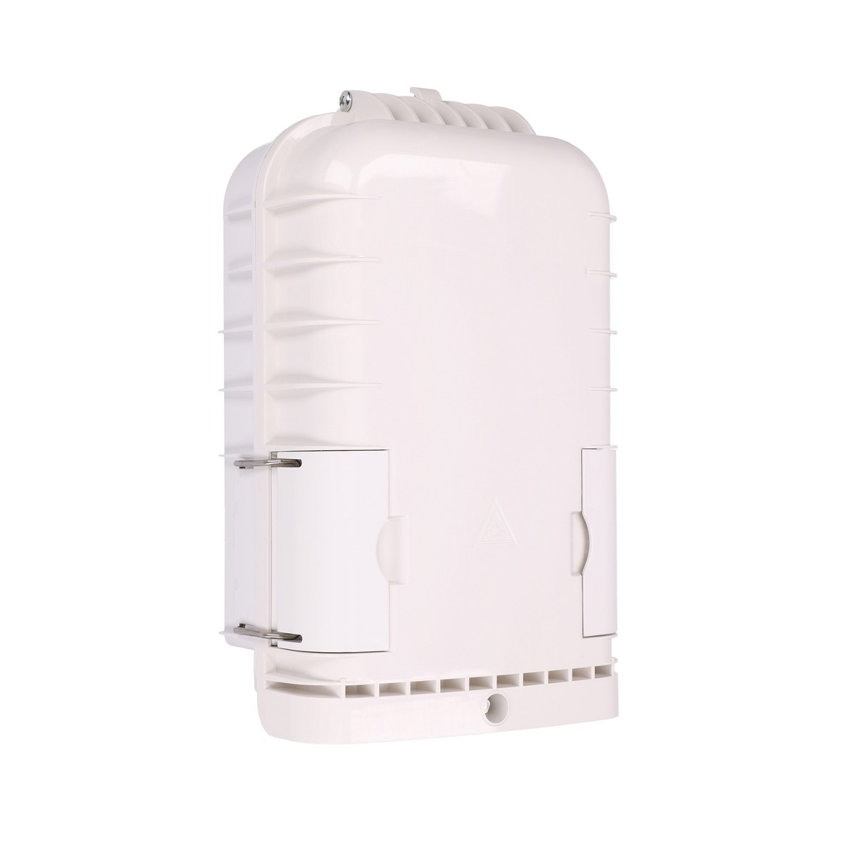 Białe prostokątne urządzenie. Ma dwa drzwi i mały otwór na dole.