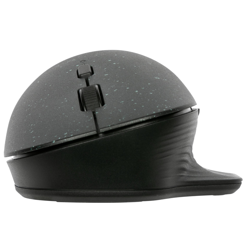 Ratón ergonómico, negro con diseño moteado y único.
