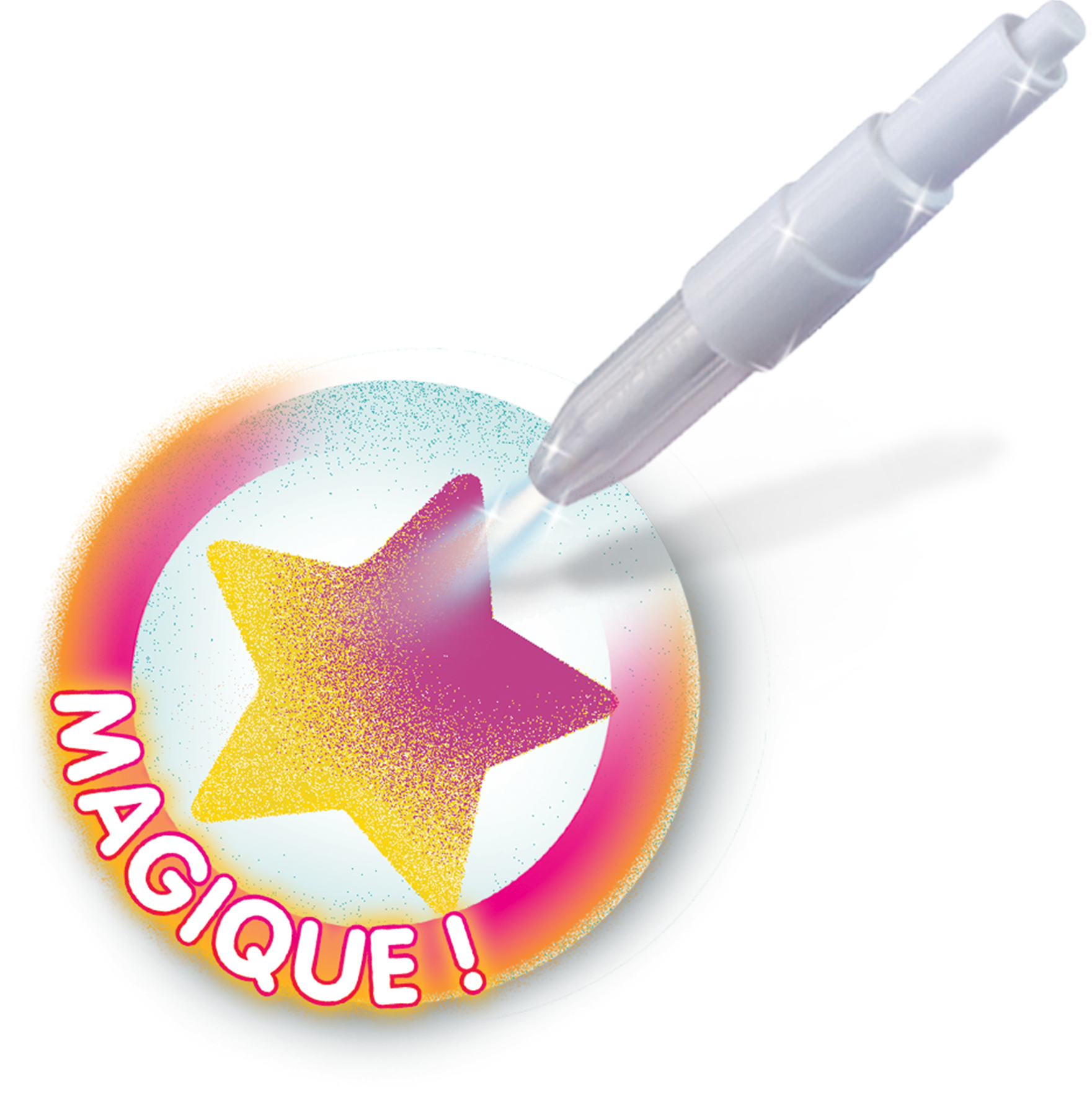 Gwiazda z brokatem i specjalnym pisakiem.