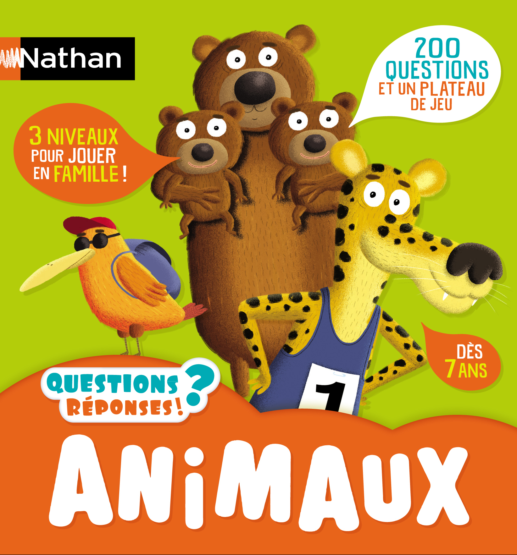 Pudełko z grą z kreskówkowymi niedźwiedziami i gepardem. Tytuł to 'Animaux'.
