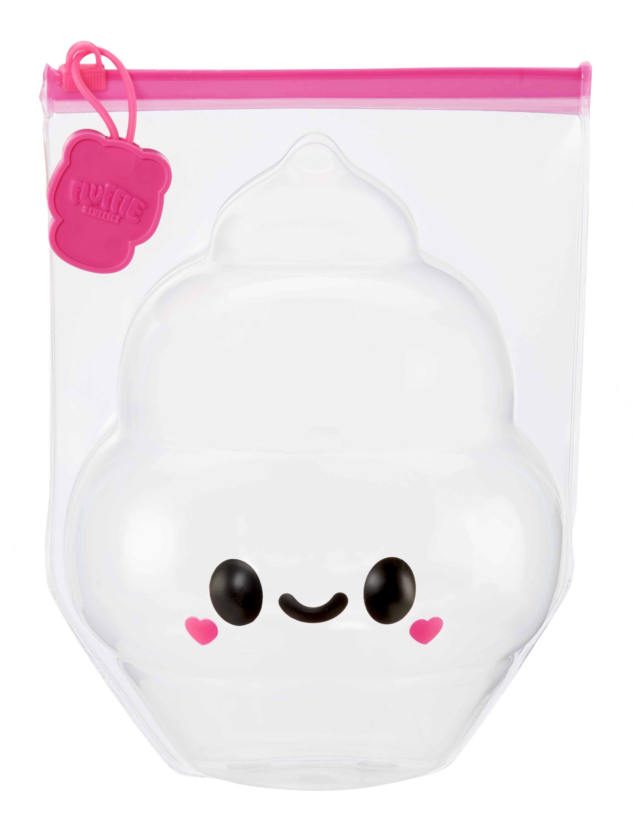 Biała torba w kształcie loda z uśmiechniętą buzią i różowymi akcentami.