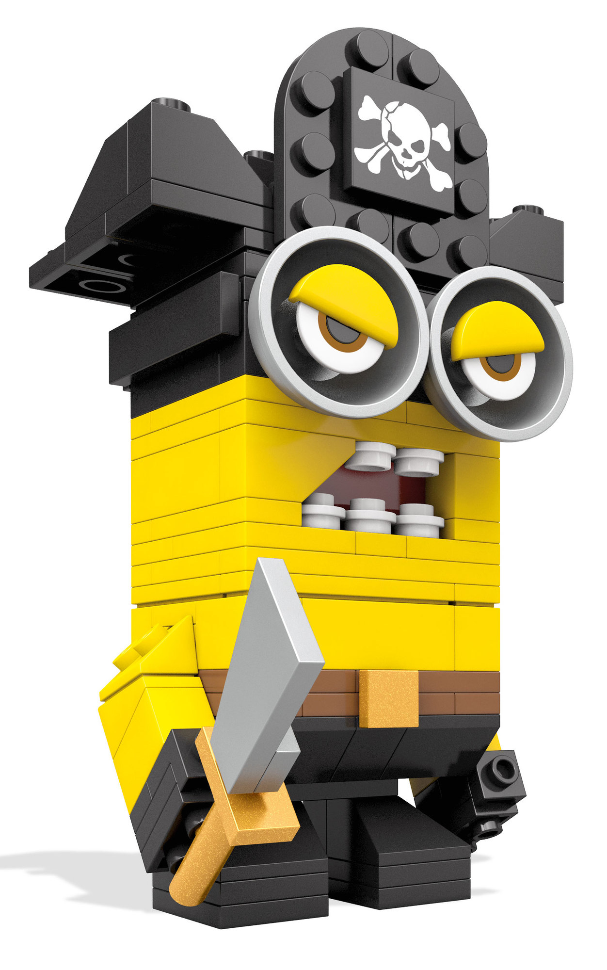 Personaggio Lego pirata con spada, con cappello da pirata e teschio sul cappello.