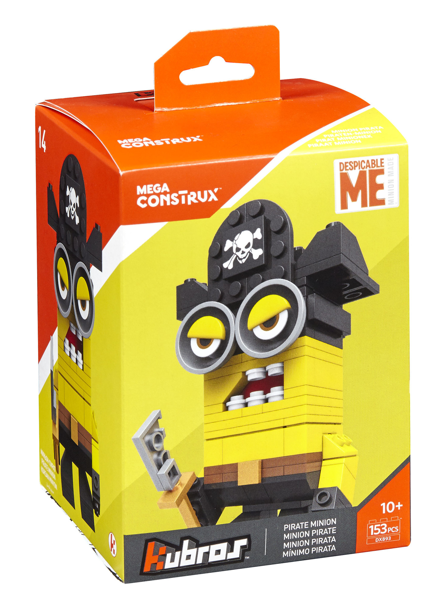 Scatola giocattolo Mega Construx Despicable Me Pirate Minion, con un minion in abiti da pirata.