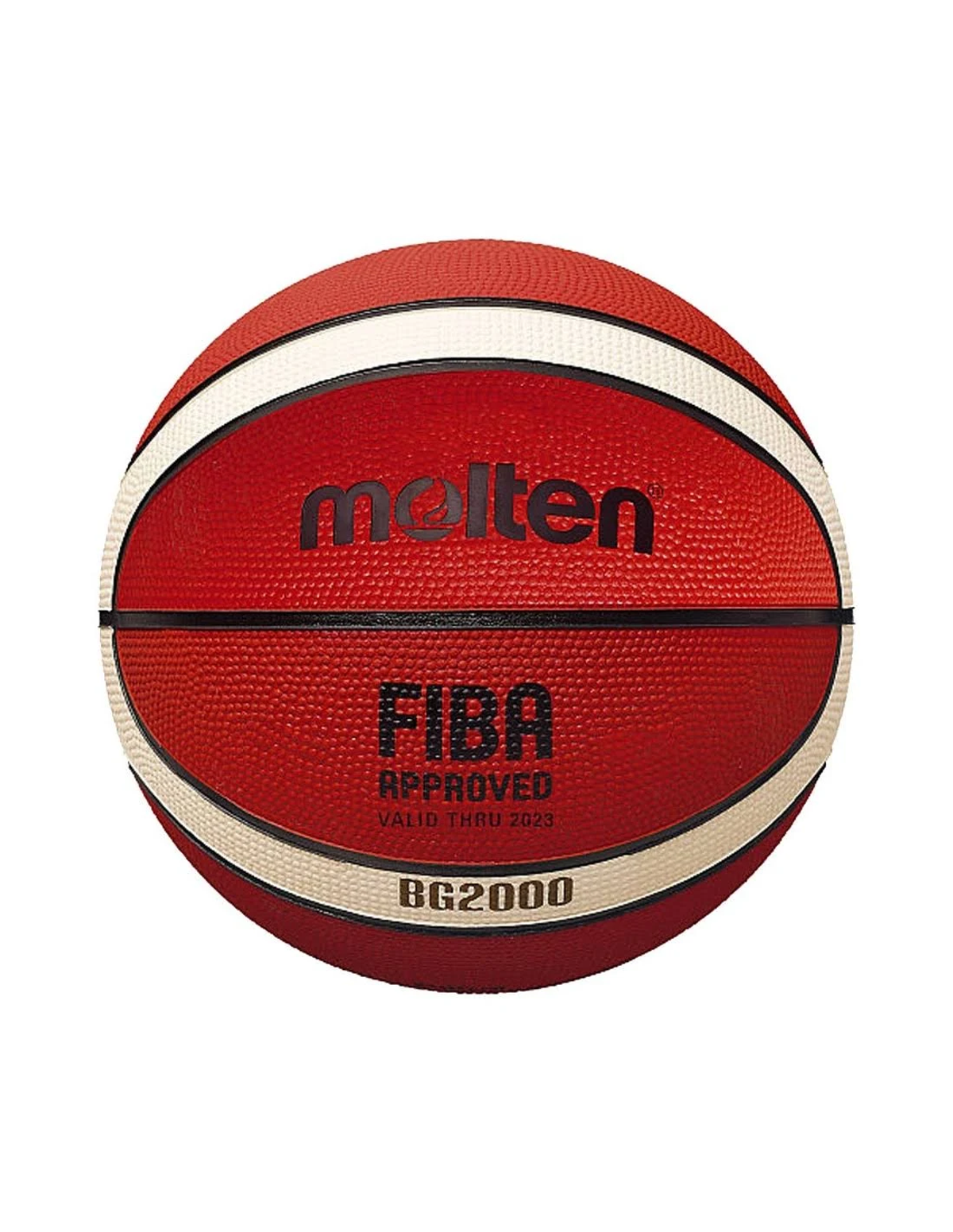 Czerwono-biała piłka do koszykówki Molten, zatwierdzona przez FIBA, BG2000.