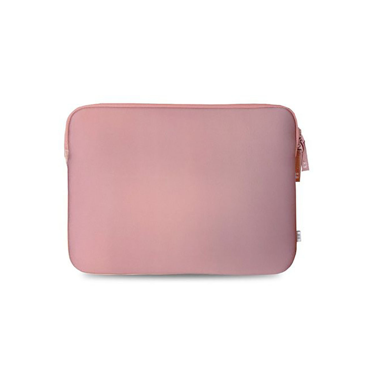 Rosa Laptoptasche mit Reißverschluss. Der Hintergrund ist weiß.