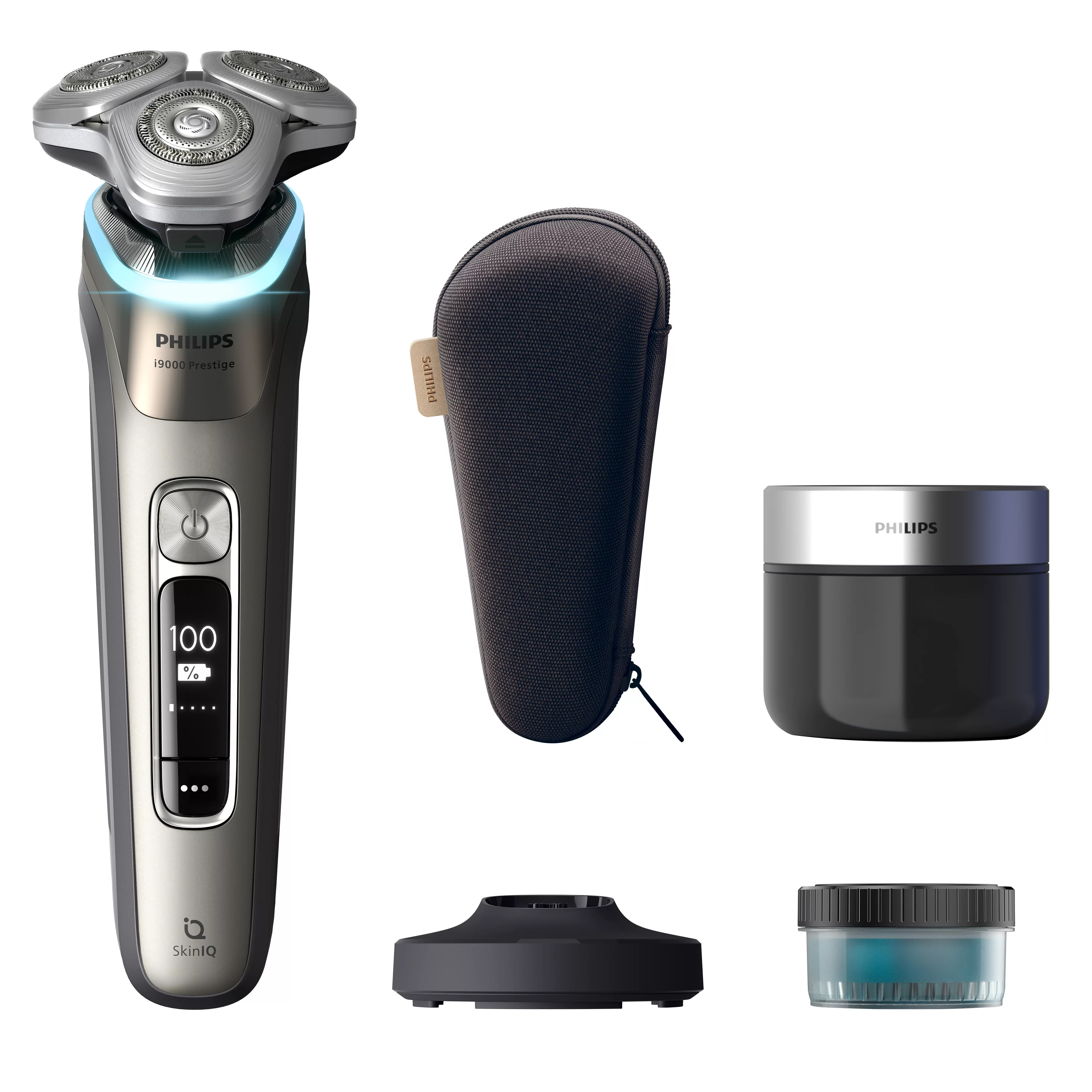 Nahaufnahme einer Person, die sich mit einem Philips Rasierer rasiert.