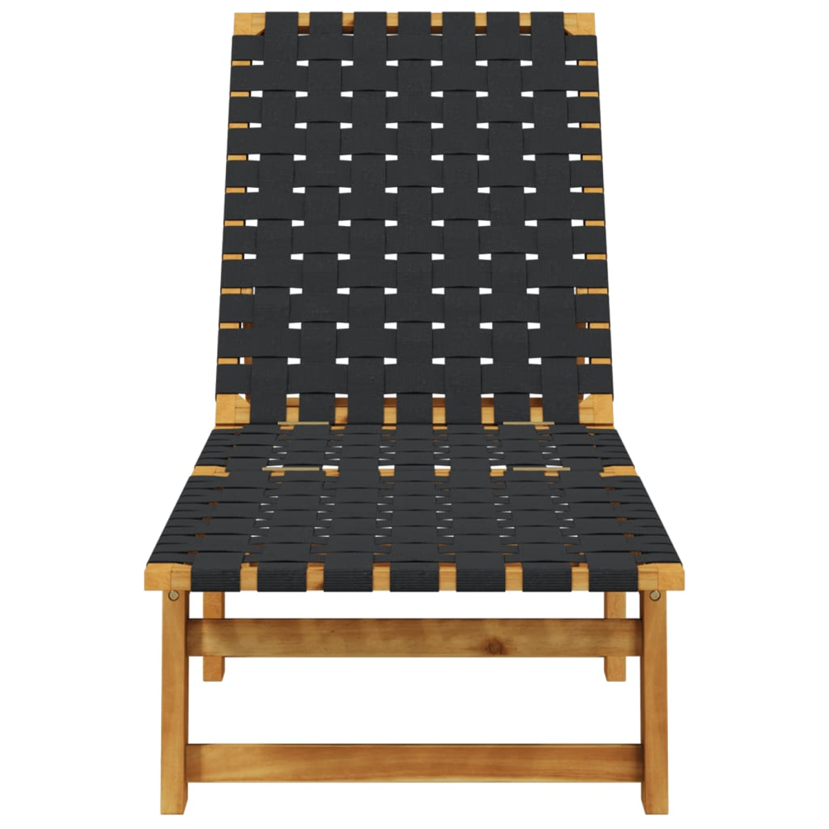 Lettino con struttura in legno e seduta e schienale in tessuto nero. Struttura in legno chiaro.