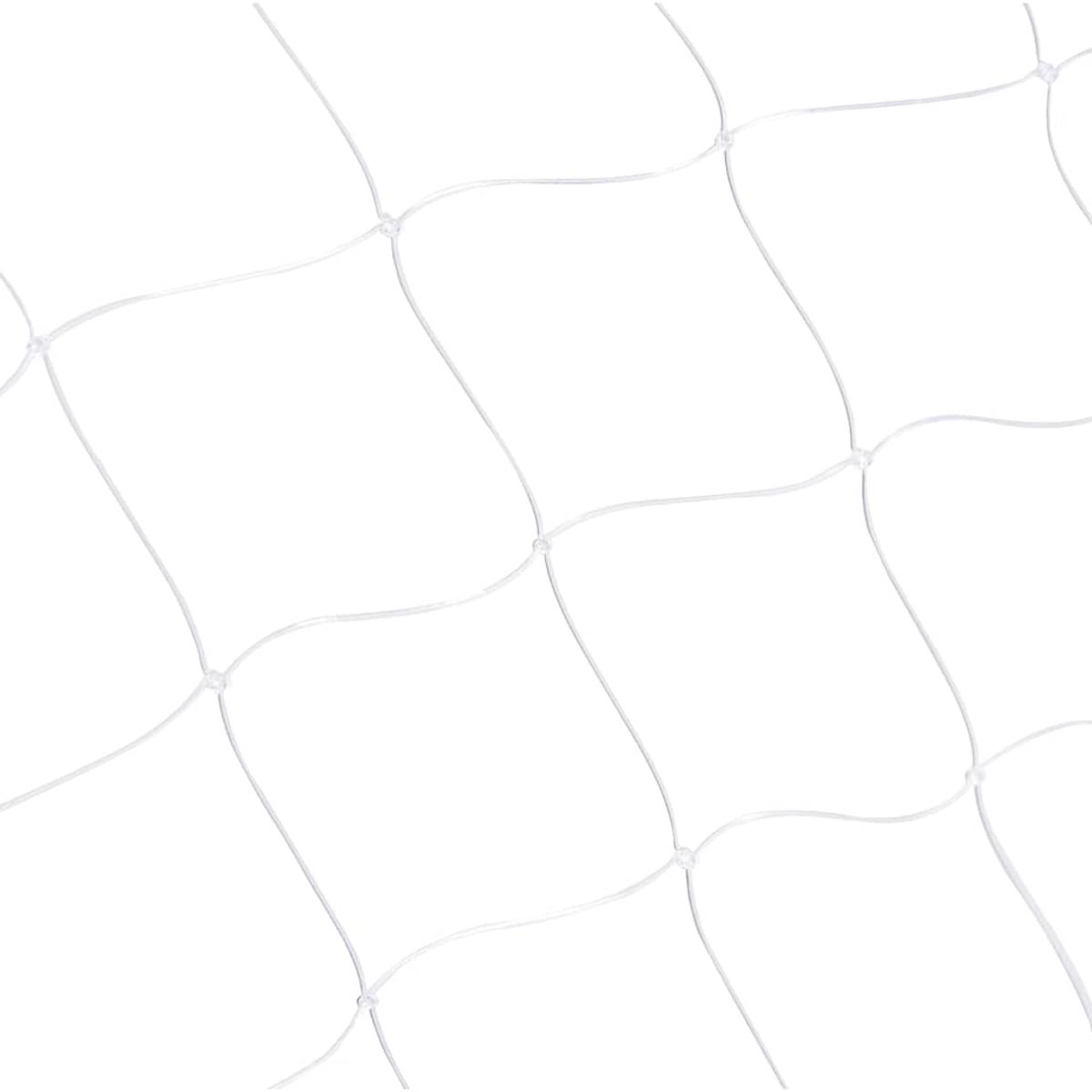 Nahaufnahme eines weißen Netzes. Das Netz hat ein Rautenmuster, und der Hintergrund ist schlicht weiß.