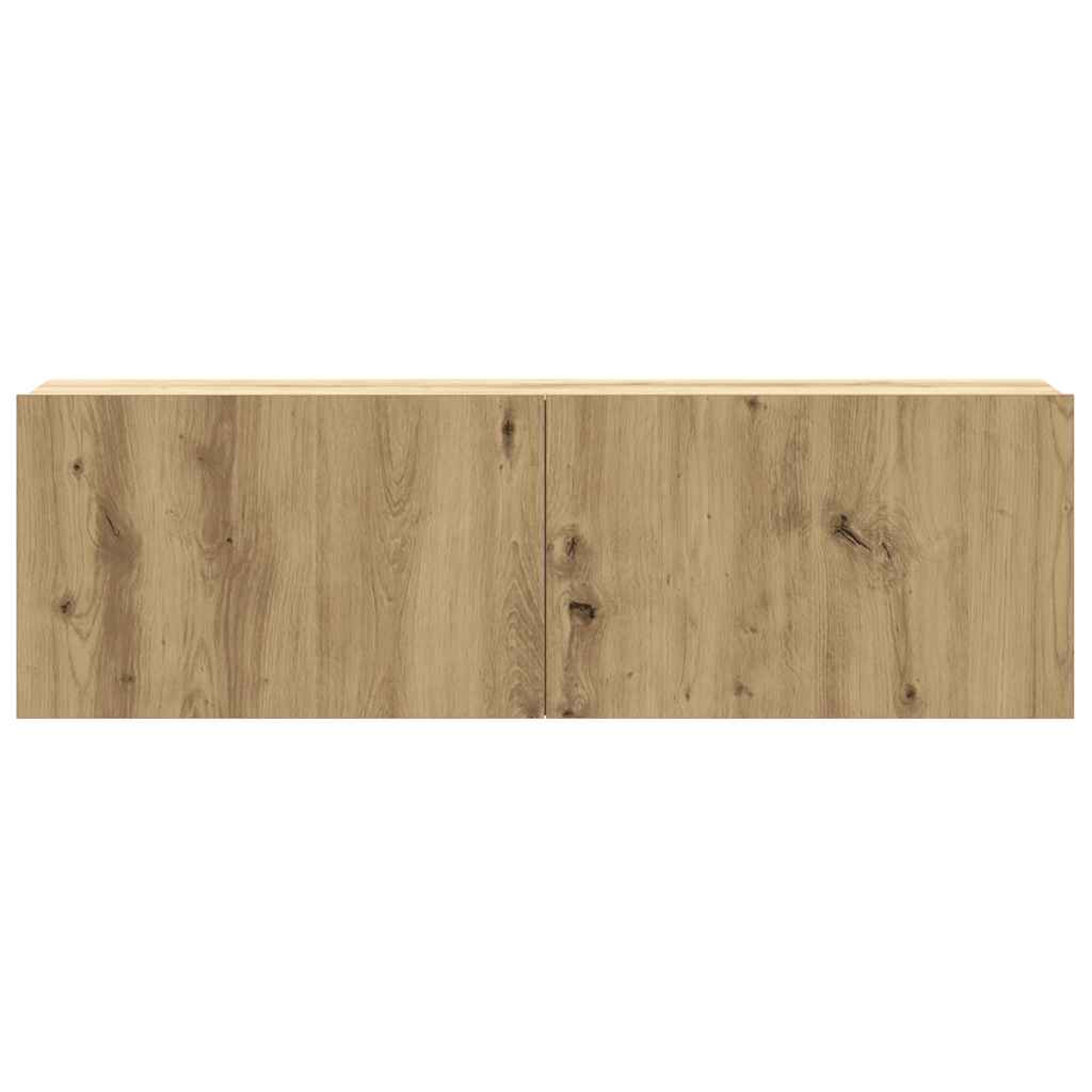 Holzschrank mit zwei Türen. Hellbraune Holzmaserung.