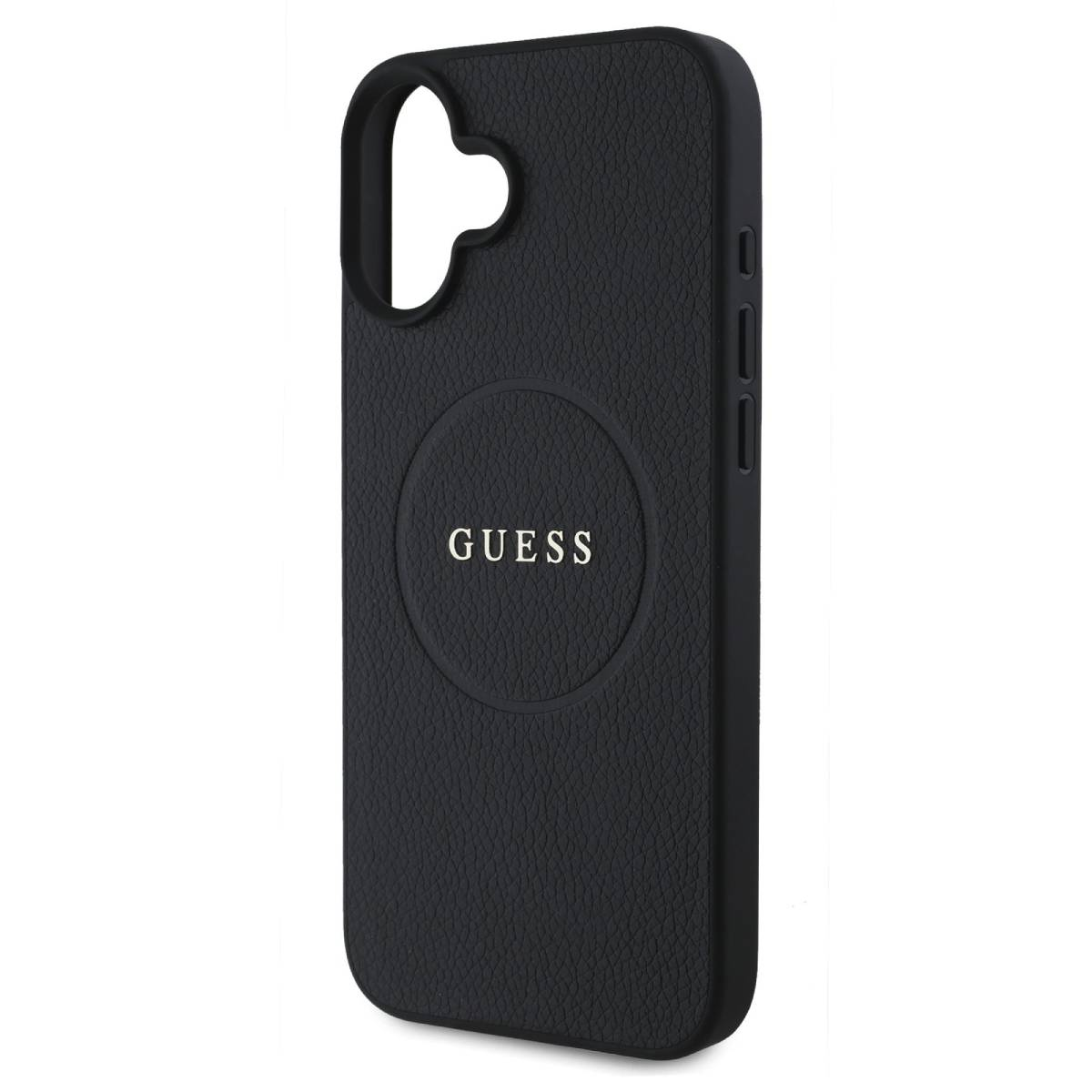 Custodia nera con logo Guess.