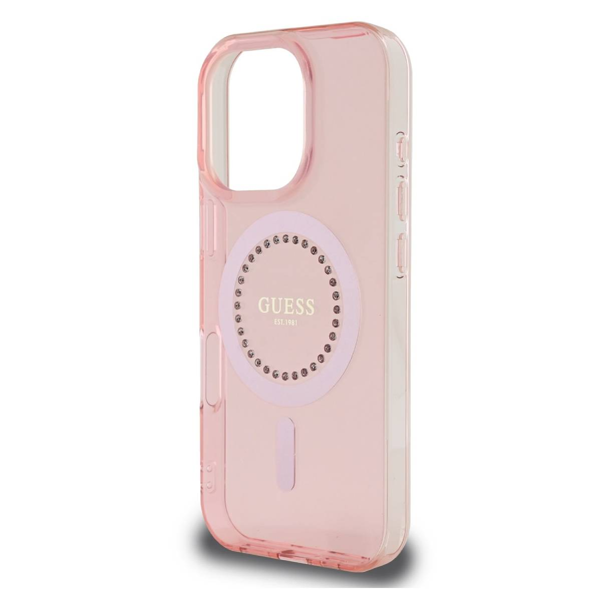 GUESS Custodia Rigida Per IPhone 13 Pro Max: Collezione 4G Printed Stripes, Rosa, Con MagSafe