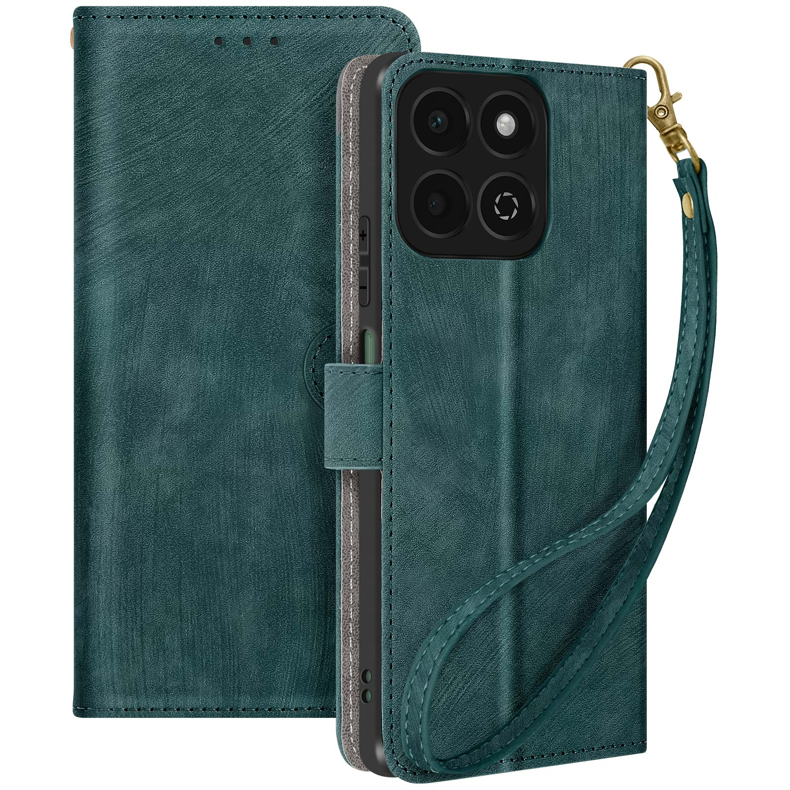 Étui Portefeuille Avizar Pour Honor 90 Smart - Clapet, Dragonne, Similicuir Noir - Neuf