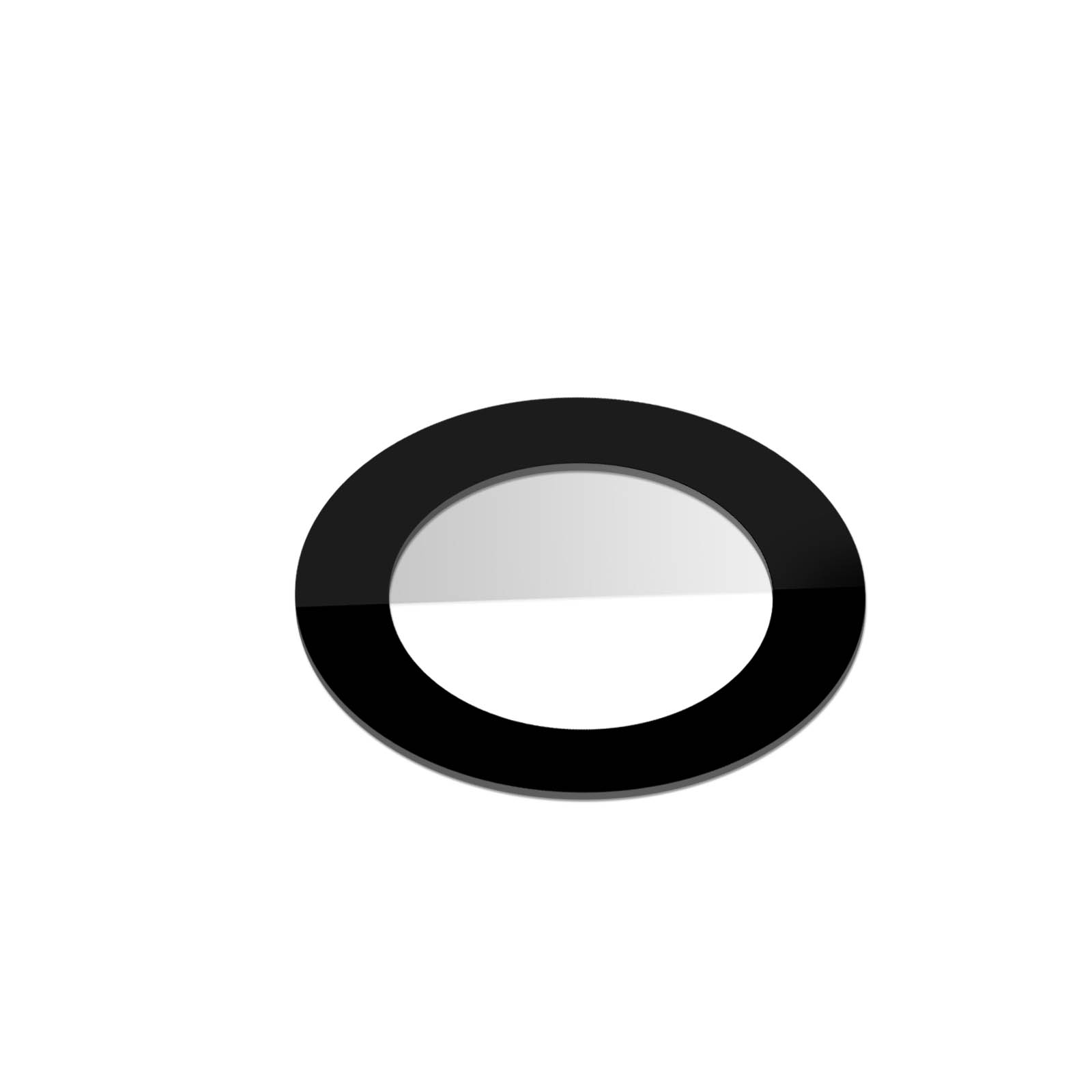 Ovale in bianco e nero. Bordo nero che circonda un centro bianco.