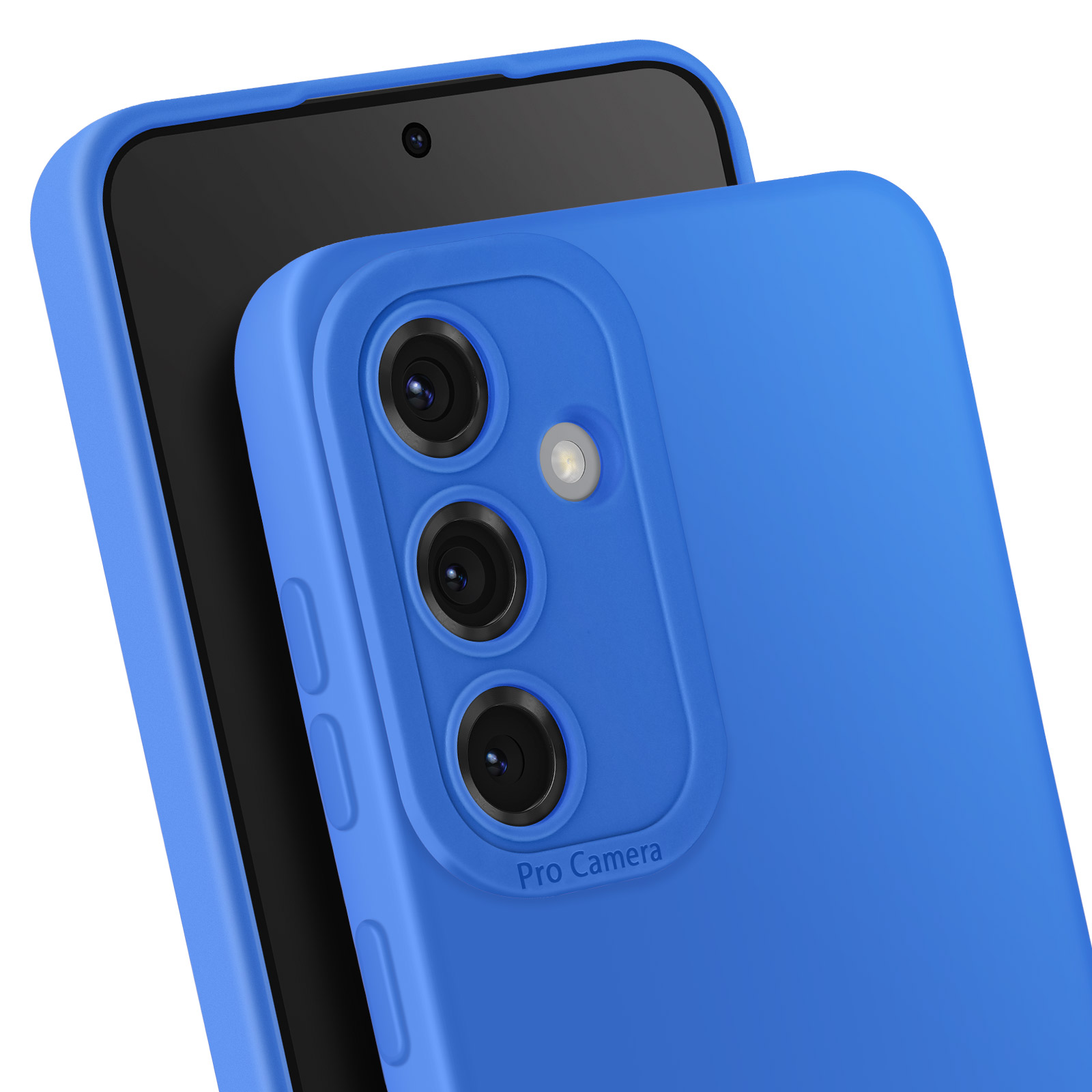Custodia blu con tre obiettivi e la scritta 'Pro Camera'.