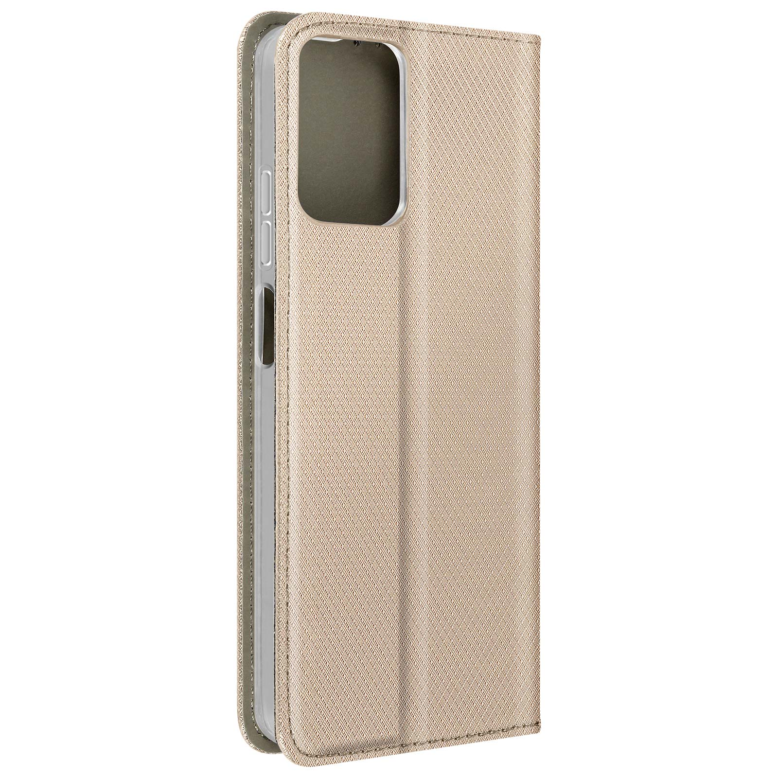 Custodia del telefono chiusa, beige con telefono all'interno.
