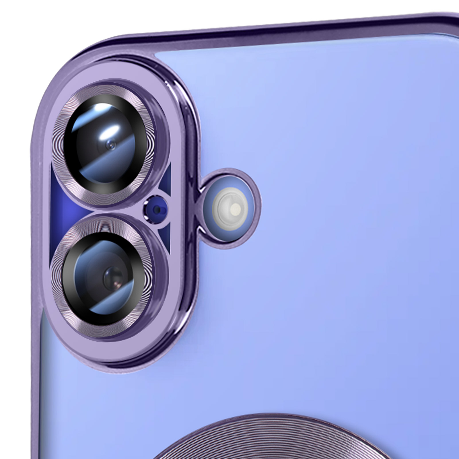 Primo piano di una custodia per telefono con la fotocamera.