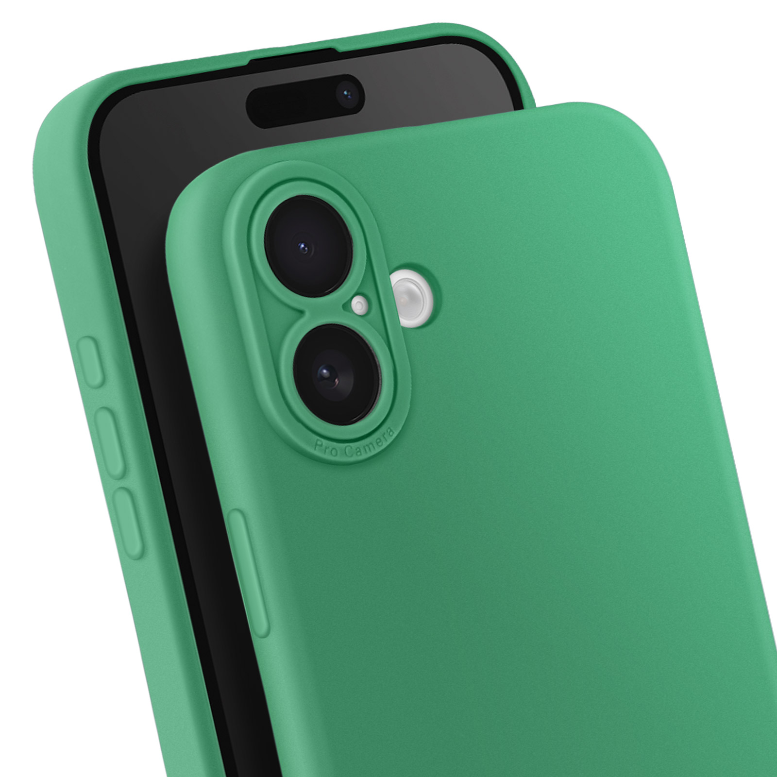 Custodia verde con protezione fotocamera. Telefono con lente fotocamera Pro.