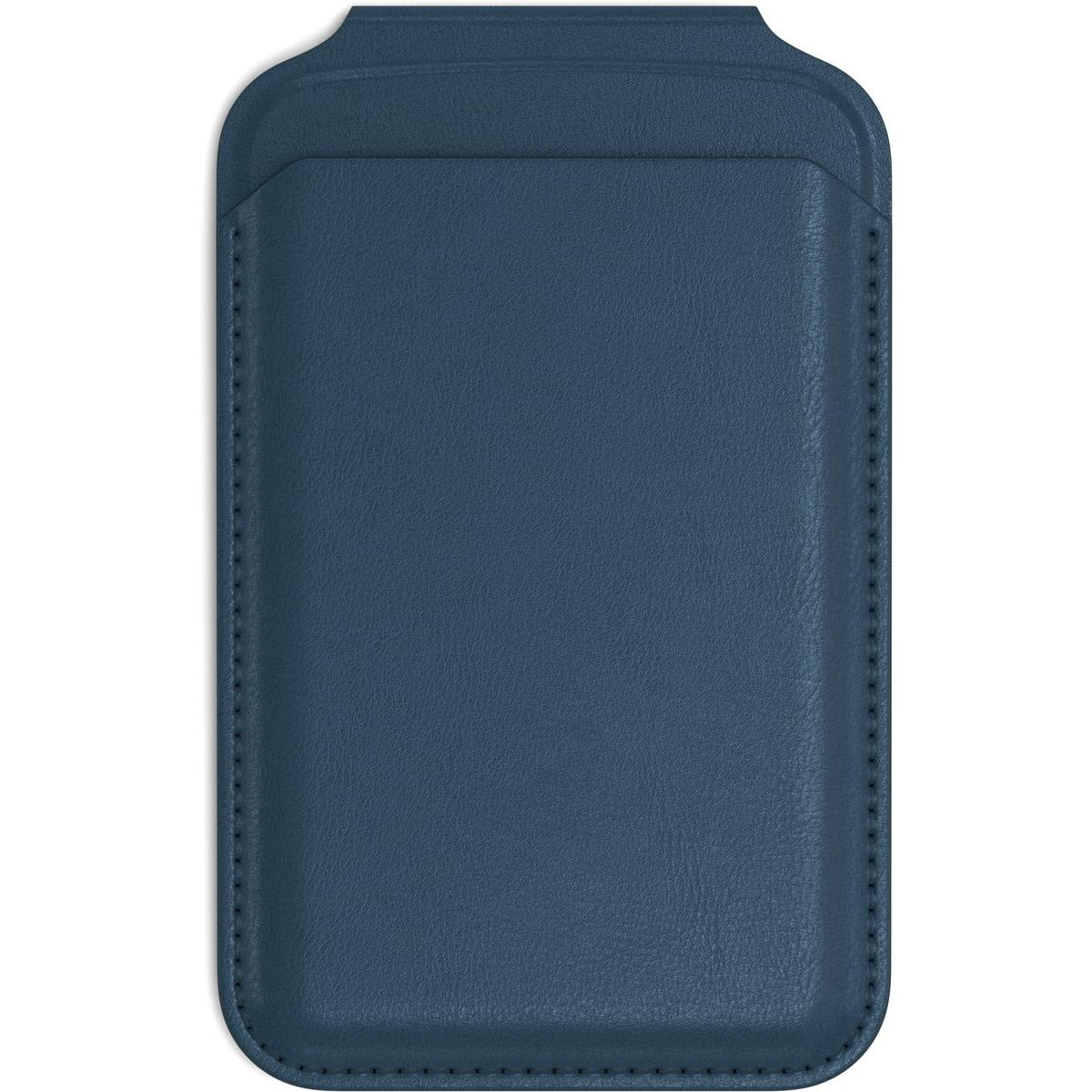 Custodia/tasca blu per telefono con motivo a cuciture visibili.