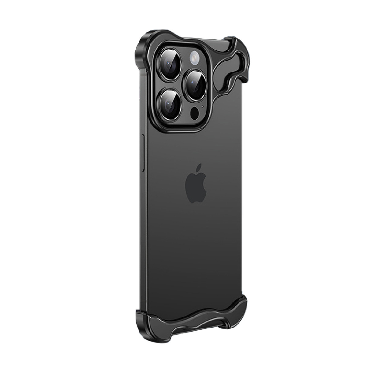 Custodia nera per iPhone con cornice protettiva.