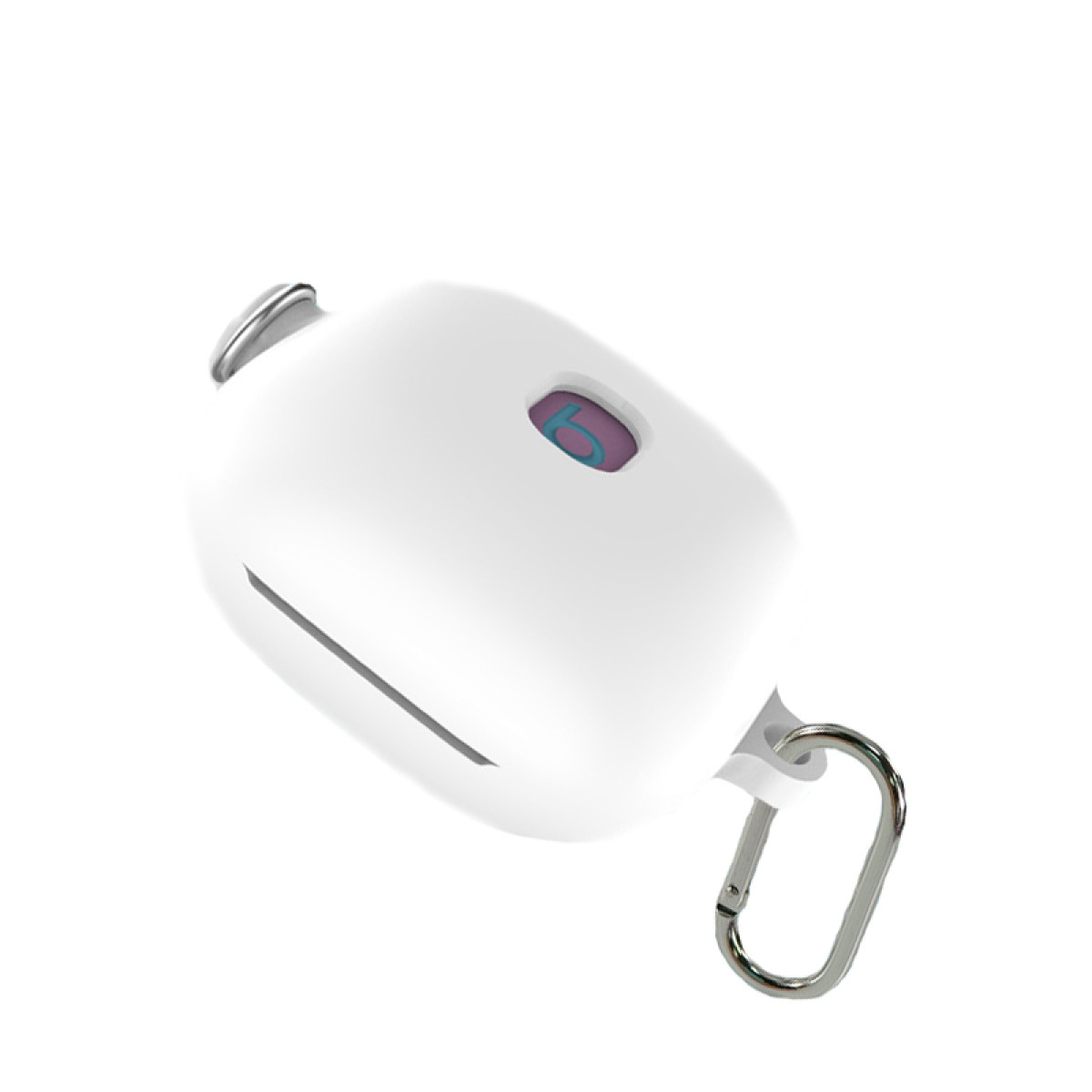 Custodia auricolari bianca con logo, moschettone.