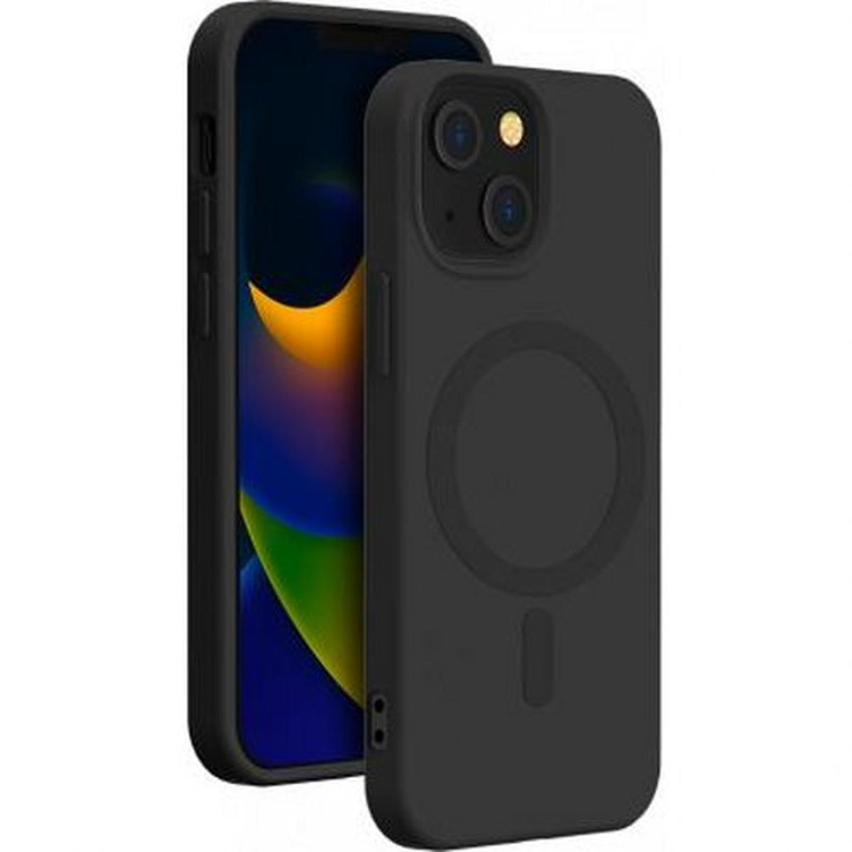 Custodia per telefono nera con un telefono nero all'interno.