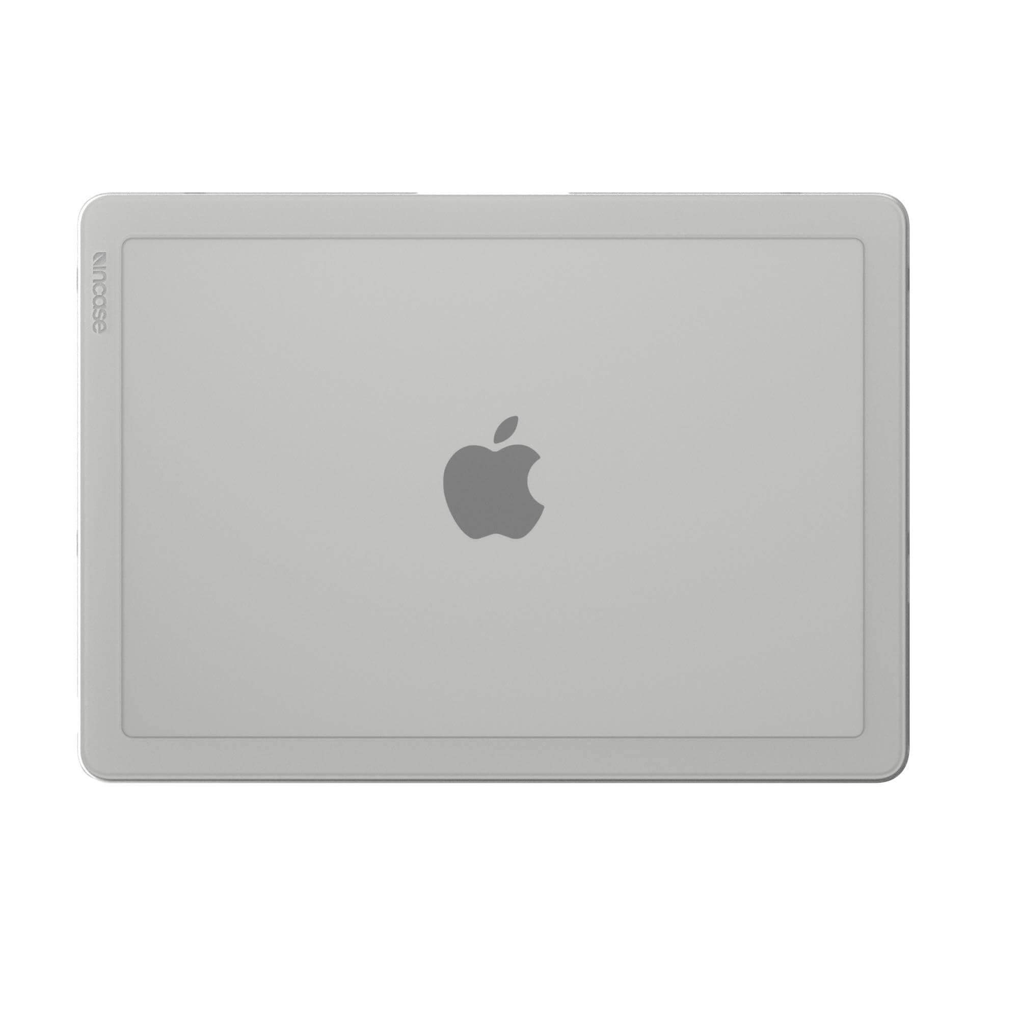 Custodia grigia per laptop con logo Apple. Sfondo bianco, marchio Incase visibile.