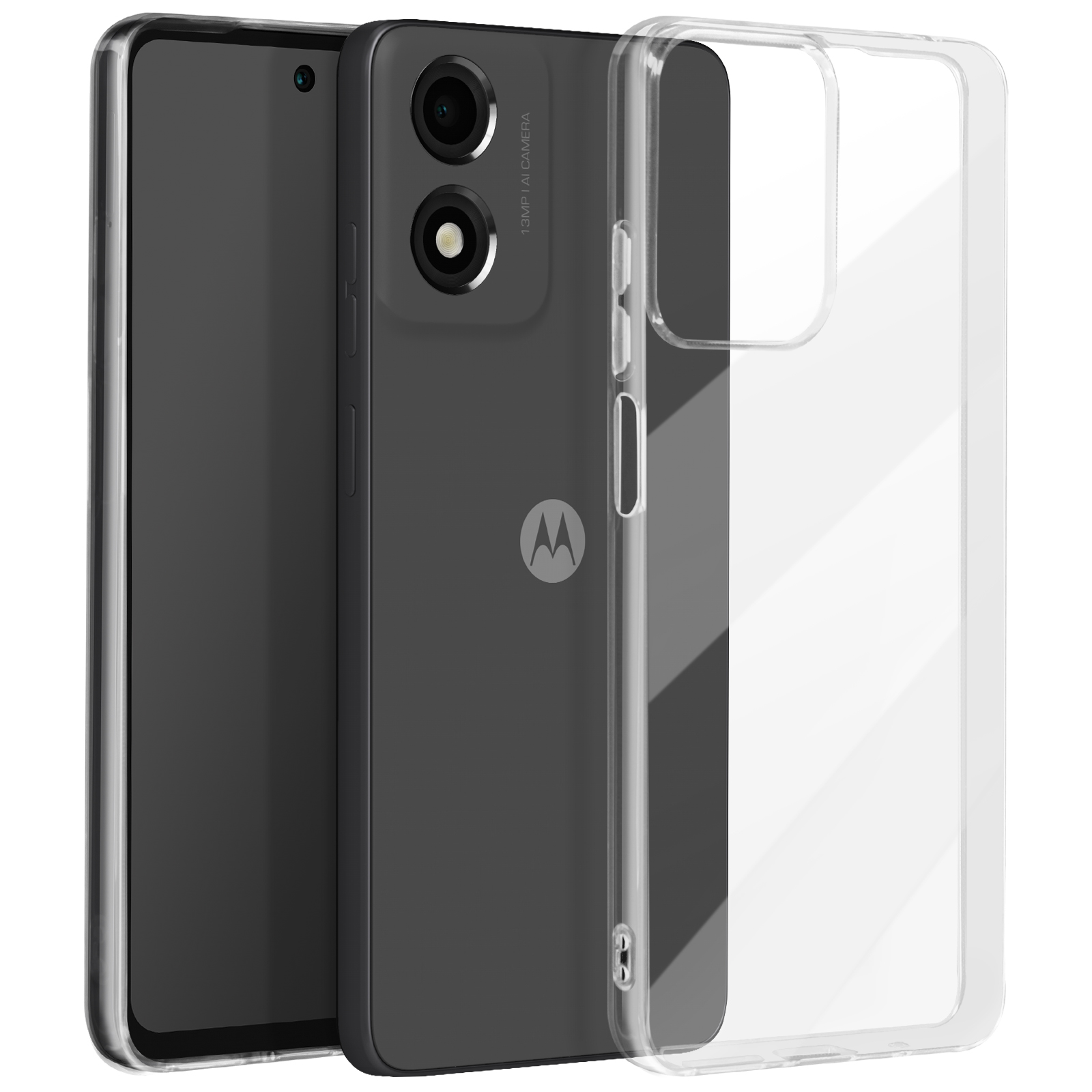 Smartphone con custodia e cover protettiva.