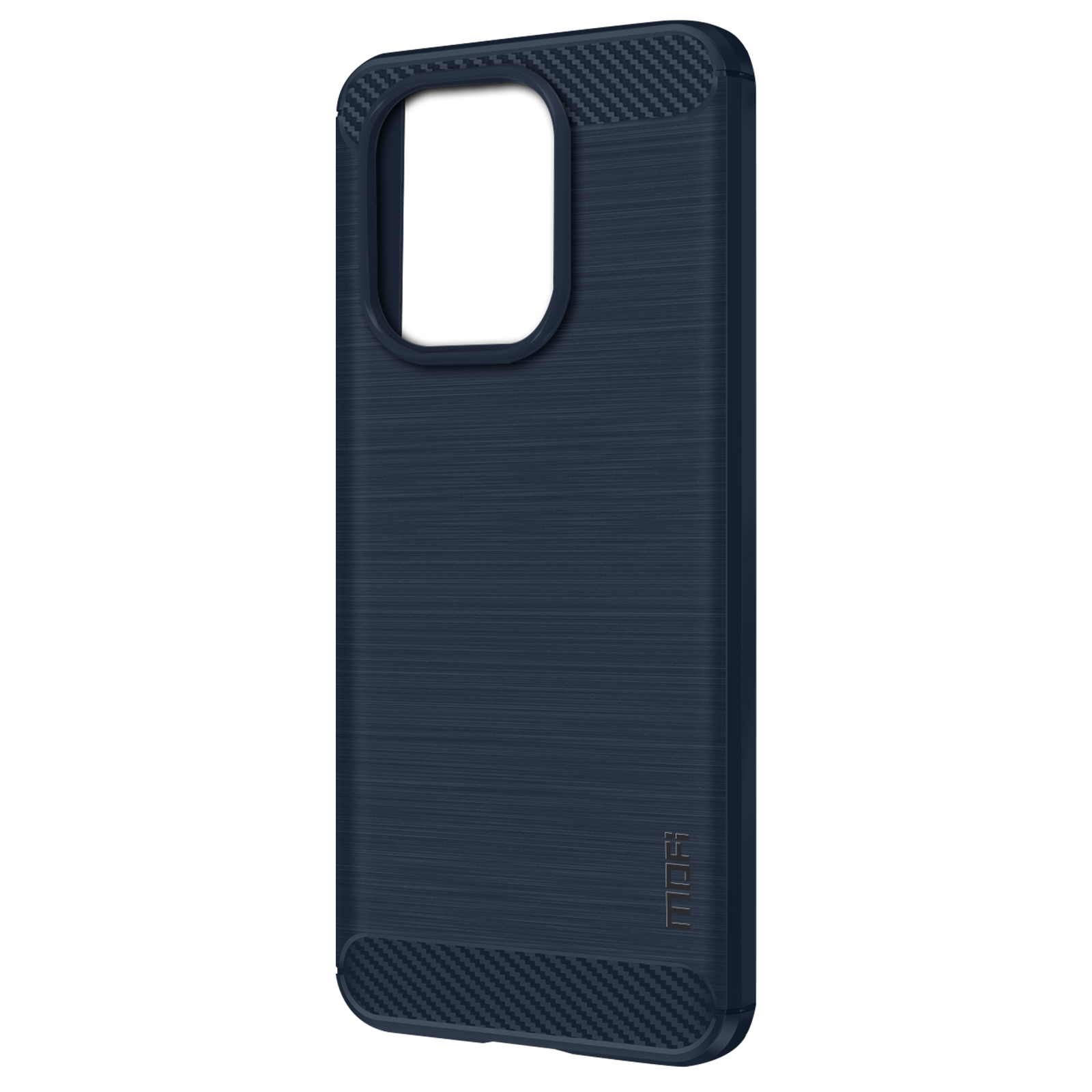 Custodia blu navy. È mostrata di lato e ha una superficie strutturata.