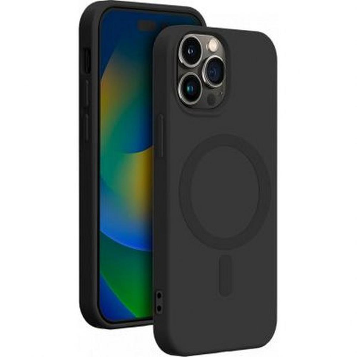 Cover nera con telefono all'interno, che mostra la configurazione della fotocamera.