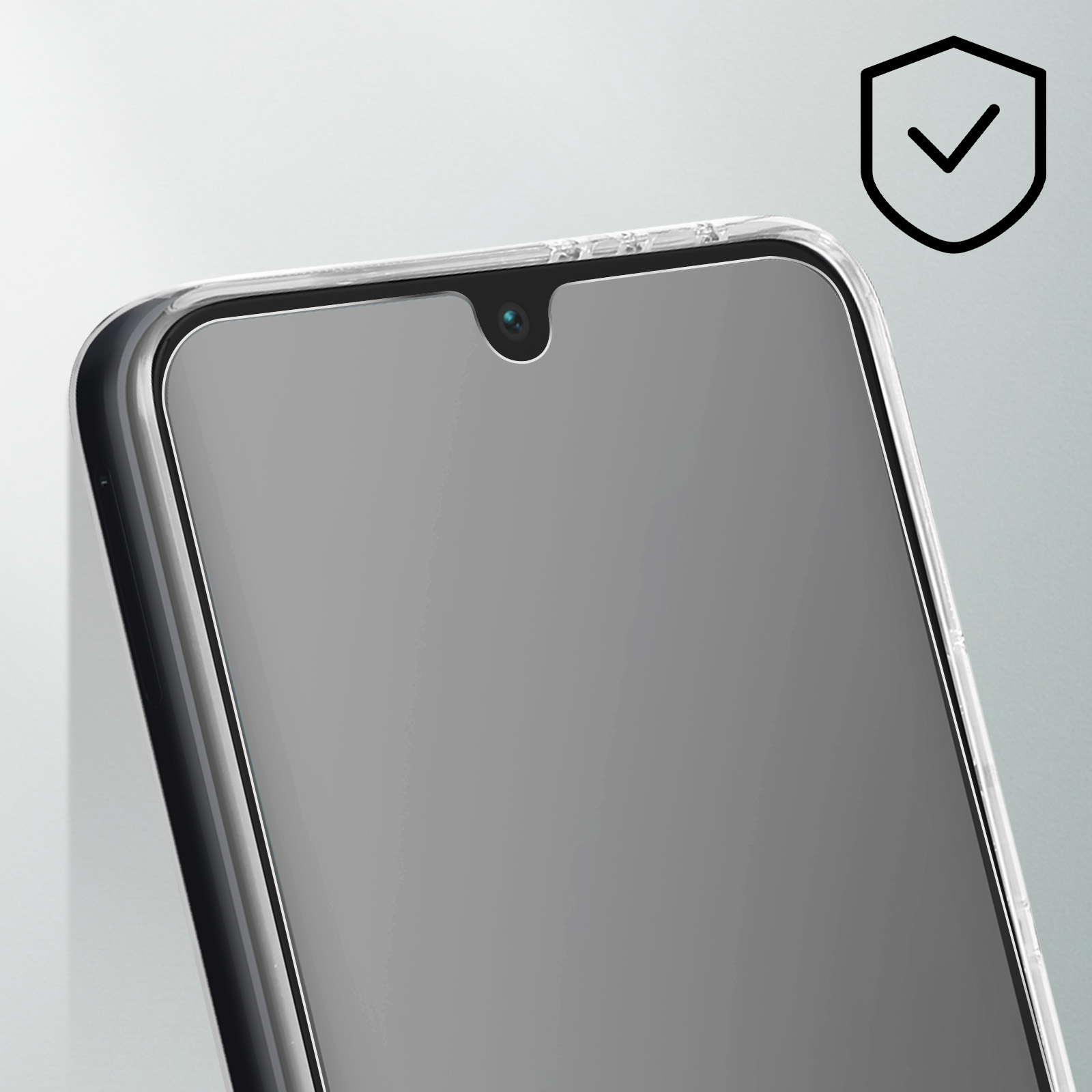Primo piano di uno schermo del telefono con un'icona di sicurezza.
