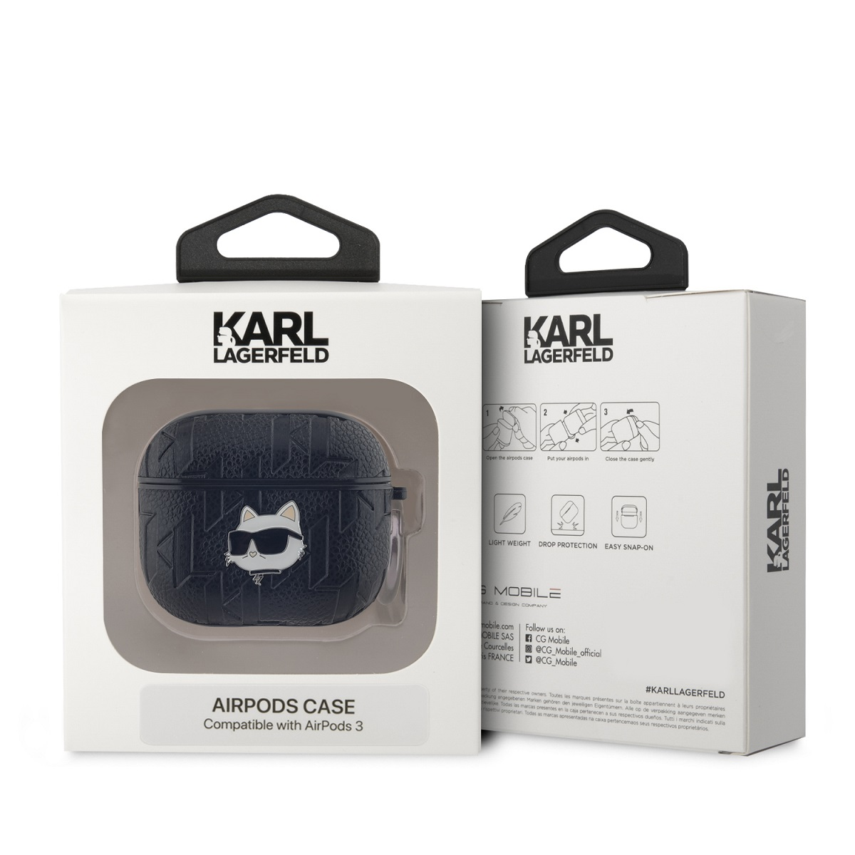 Caja de funda para AirPods, compatible con AirPods 3, con diseño Karl Lagerfeld.