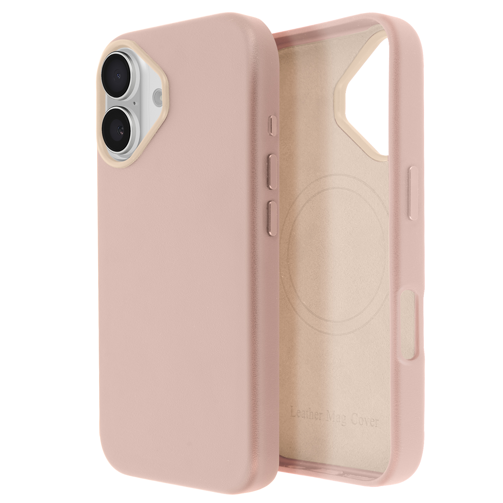 Custodia per telefono rosa, che mostra l'interno della custodia.