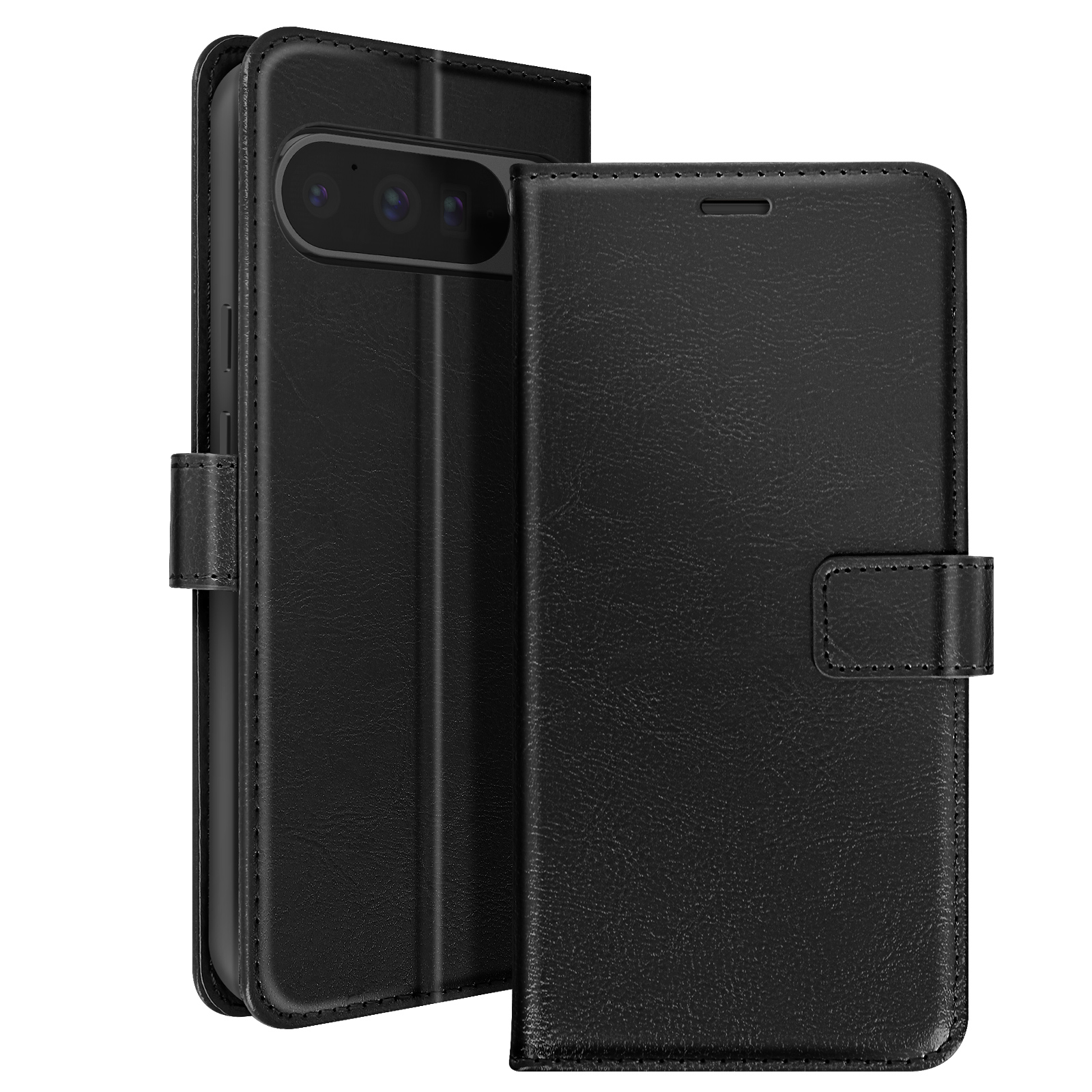Custodia A Portafoglio In Pelle Per Google Pixel 9 Pro XL - Con Supporto E Chiusura Magnetica, Nero